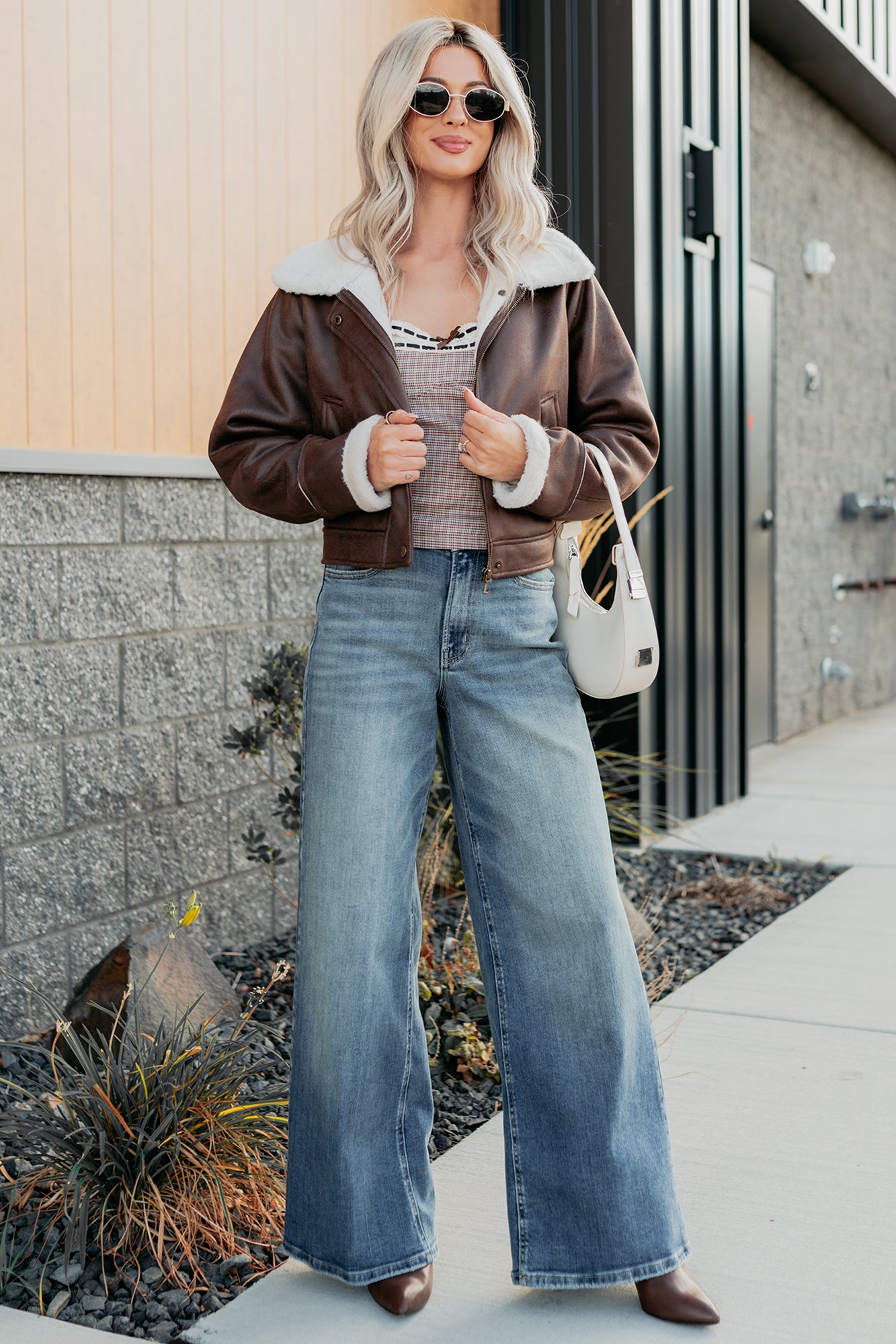 After Dark Faux Suede Fur Lined Jacket (Brown)-The Formal Wear