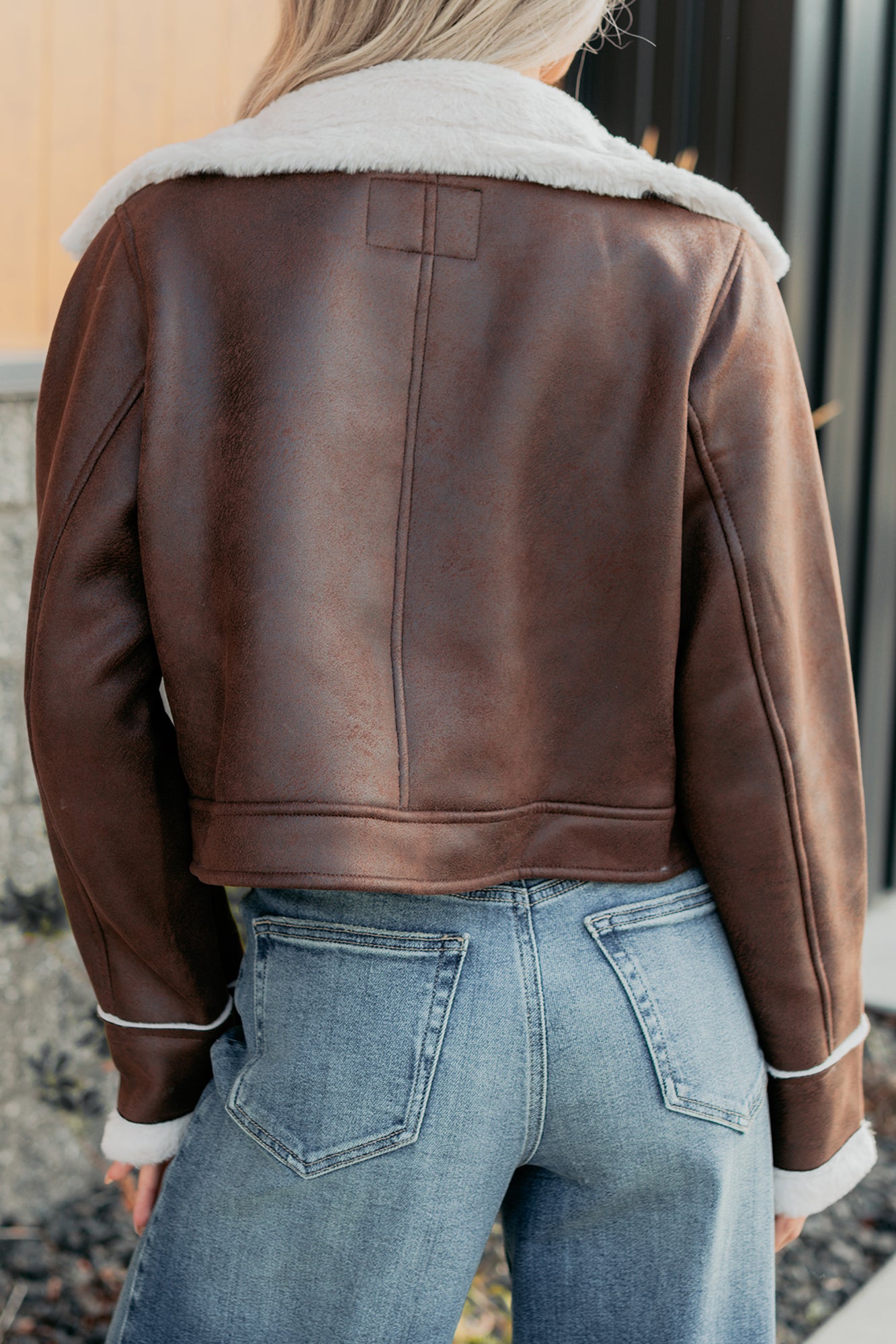 After Dark Faux Suede Fur Lined Jacket (Brown)-The Formal Wear