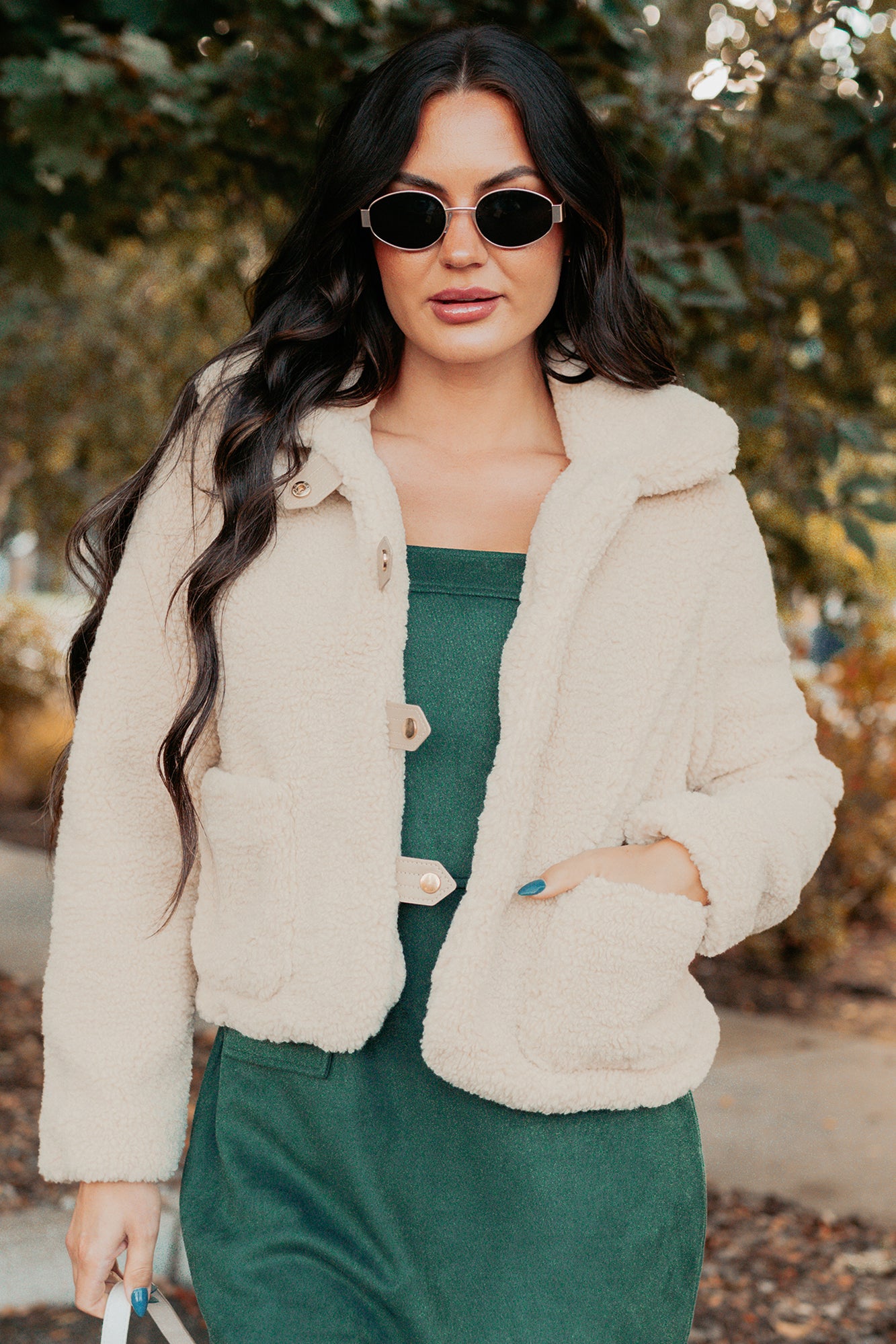 Mountain Haze Snap Button Up Sherpa Jacket (Cream)-The Formal Wear