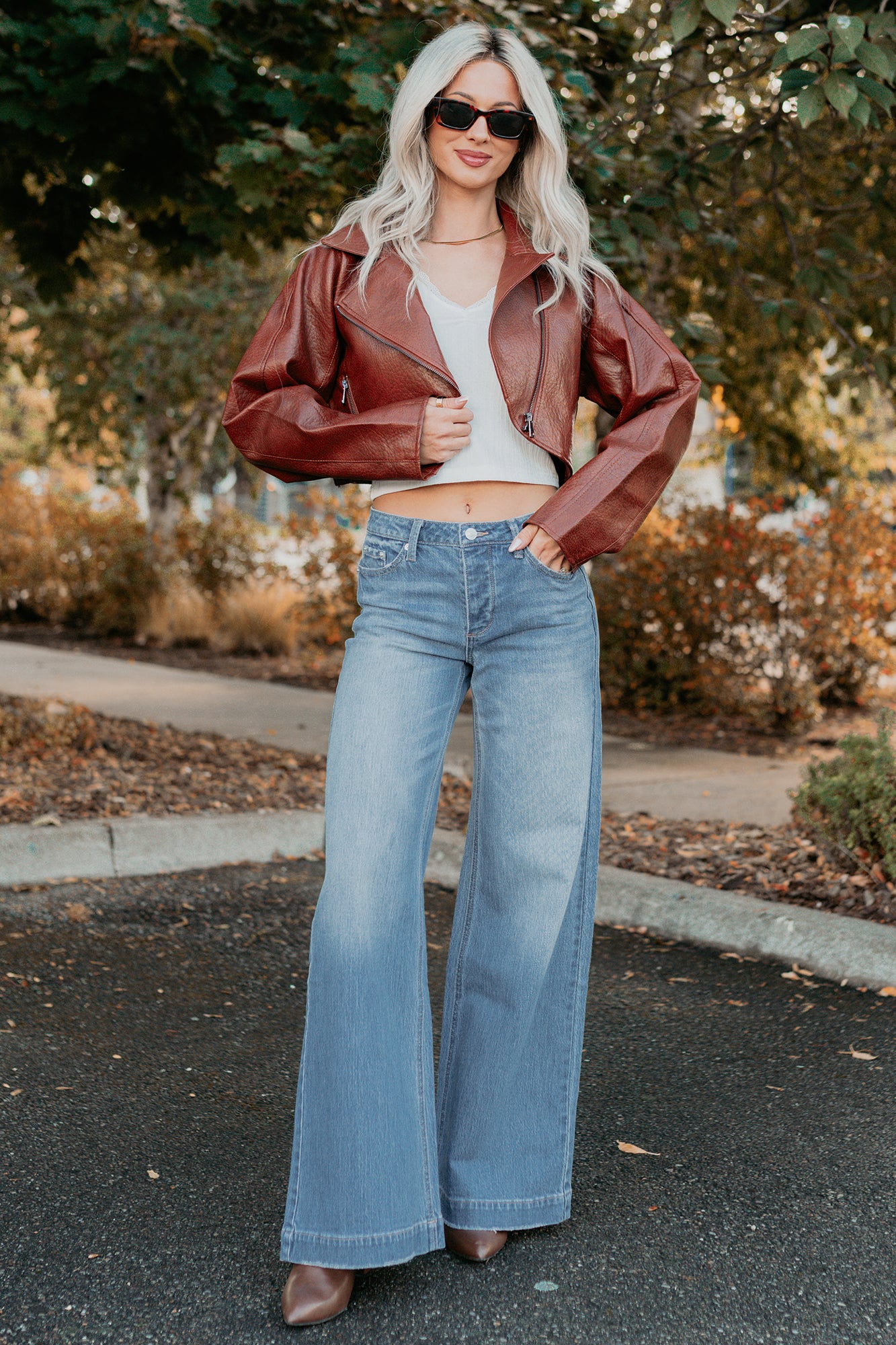 Savage Love Faux Leather Crop Jacket (Rust)-The Formal Wear