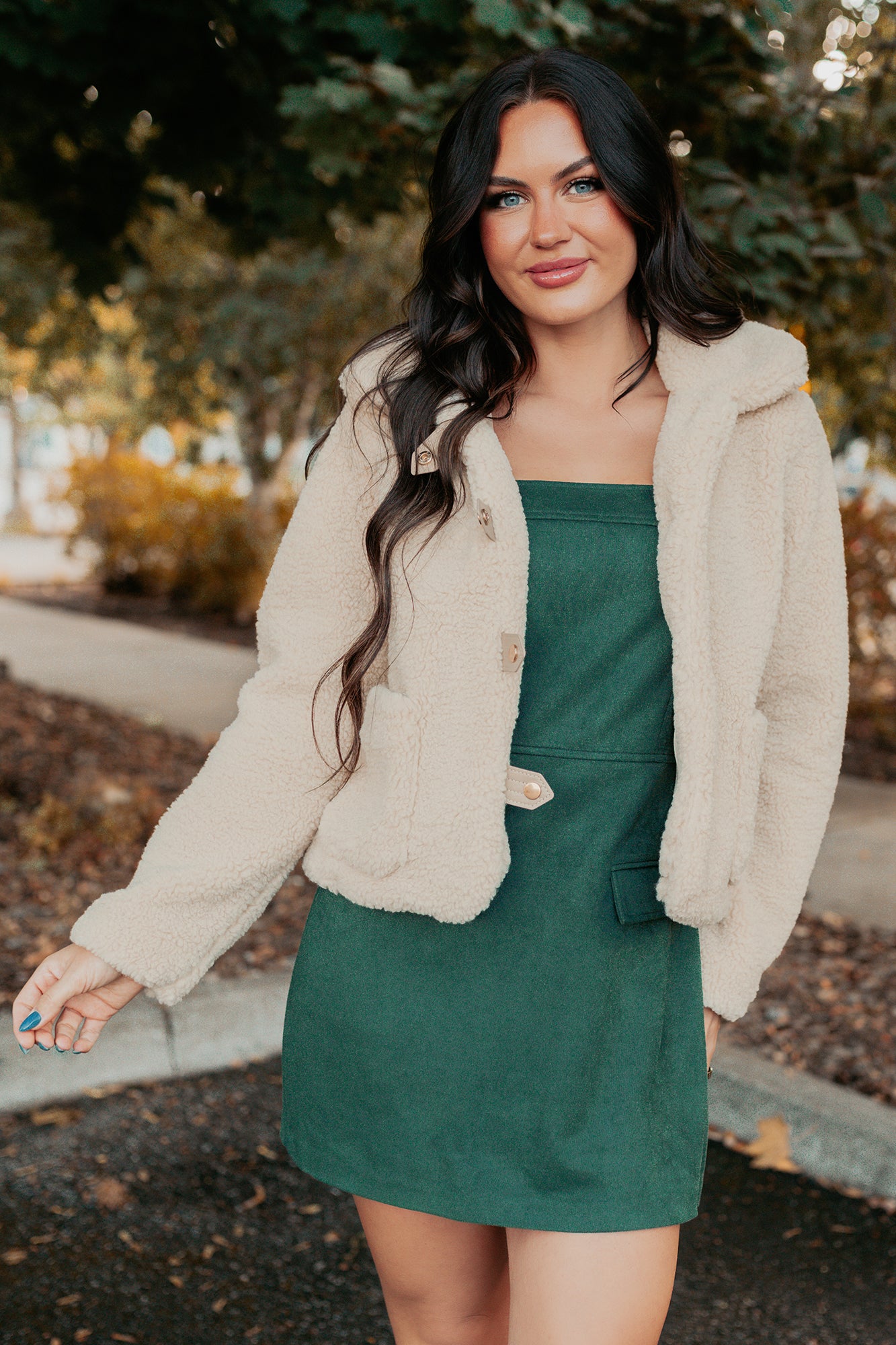 Mountain Haze Snap Button Up Sherpa Jacket (Cream)-The Formal Wear