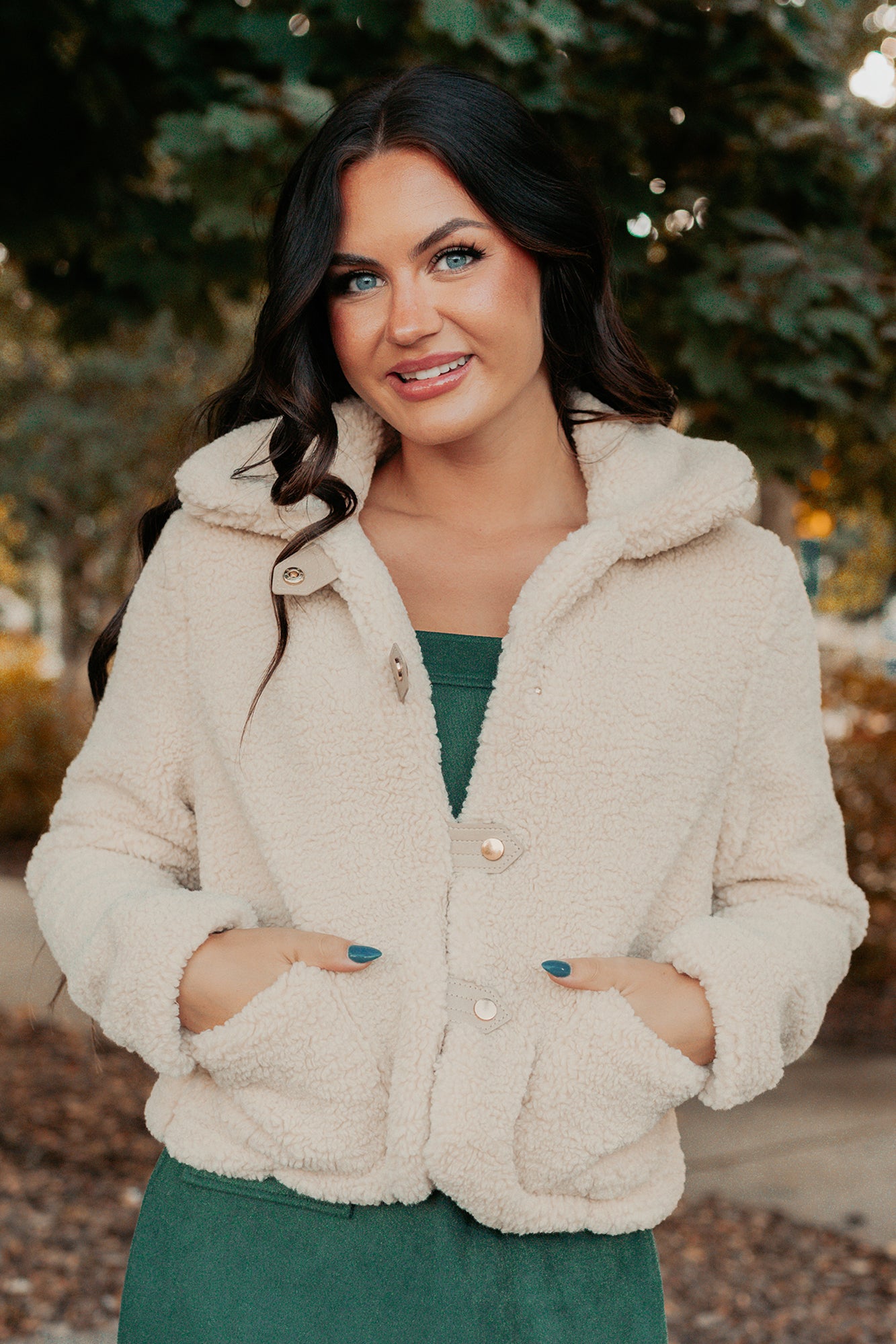 Mountain Haze Snap Button Up Sherpa Jacket (Cream)-The Formal Wear