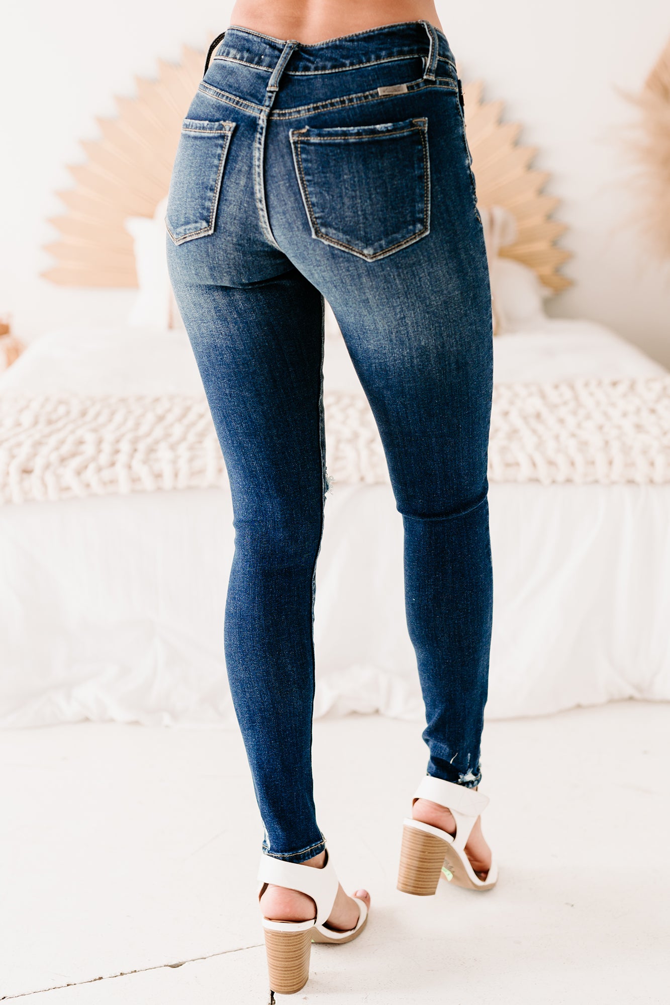 Misha Mid-Rise Distressed Skinny Kancan Jeans (Dark)-The Formal Wear