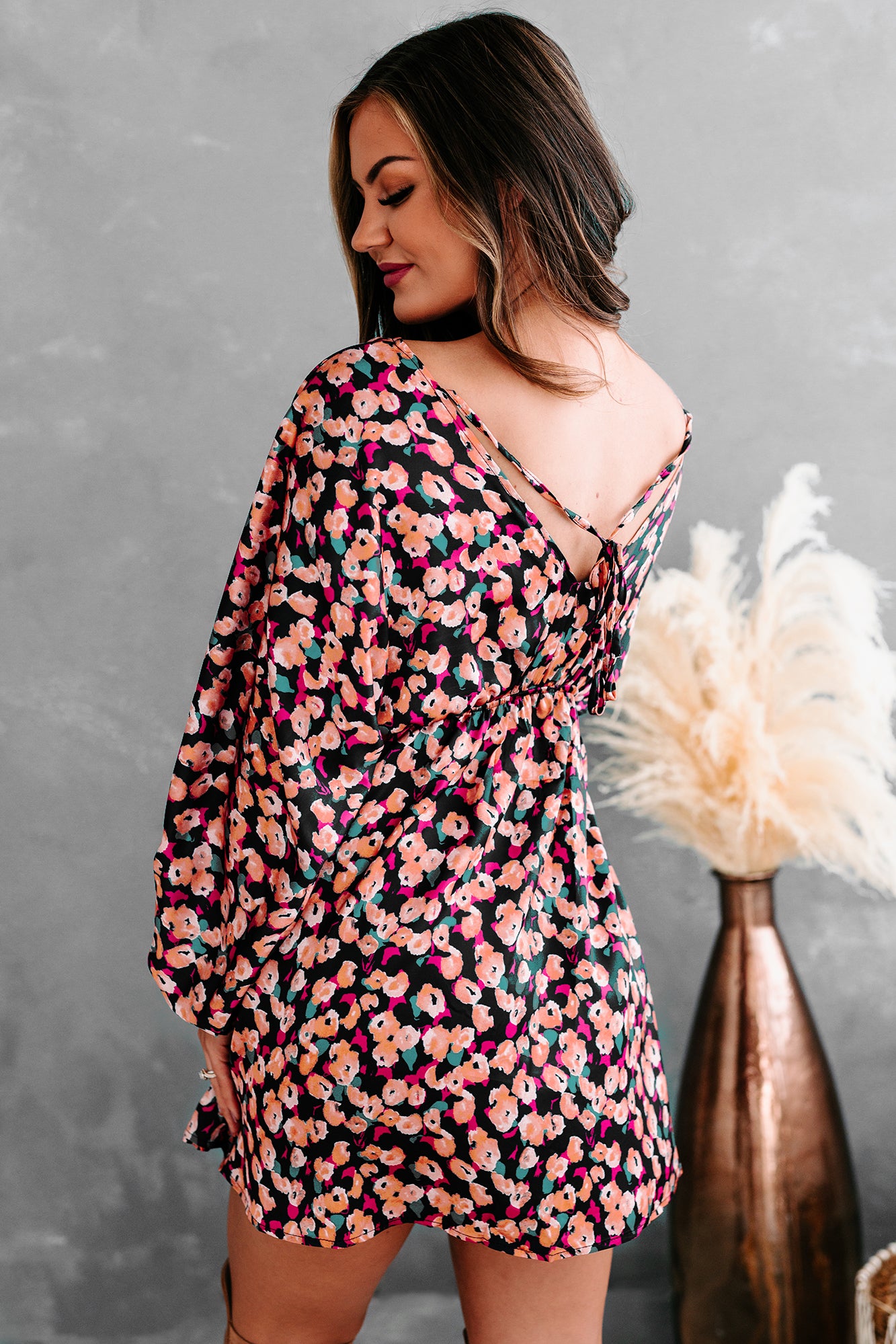 Matilda Printed Mini Dress (Navy)-The Formal Wear