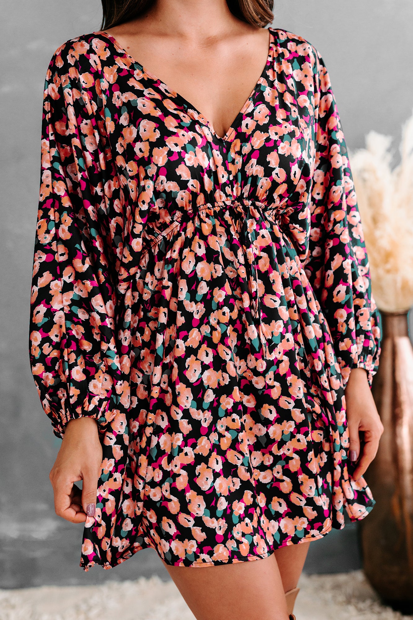 Matilda Printed Mini Dress (Navy)-The Formal Wear