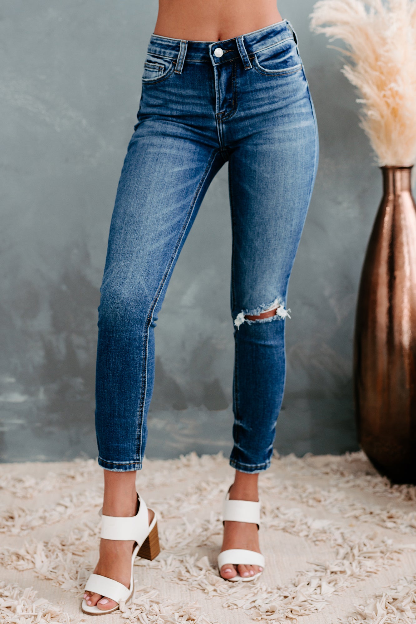 Elia Flying Monkey Mid-Rise Distressed Skinny Jeans (Medium Wash)-The Formal Wear