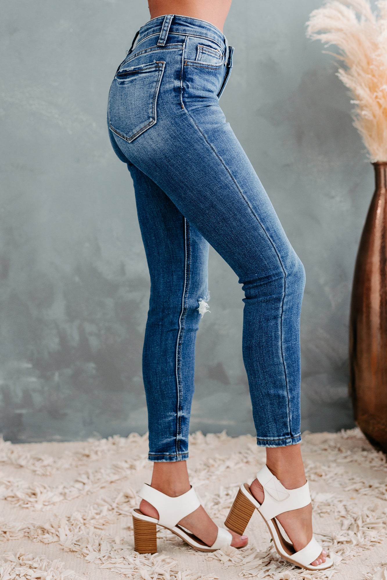 Elia Flying Monkey Mid-Rise Distressed Skinny Jeans (Medium Wash)-The Formal Wear