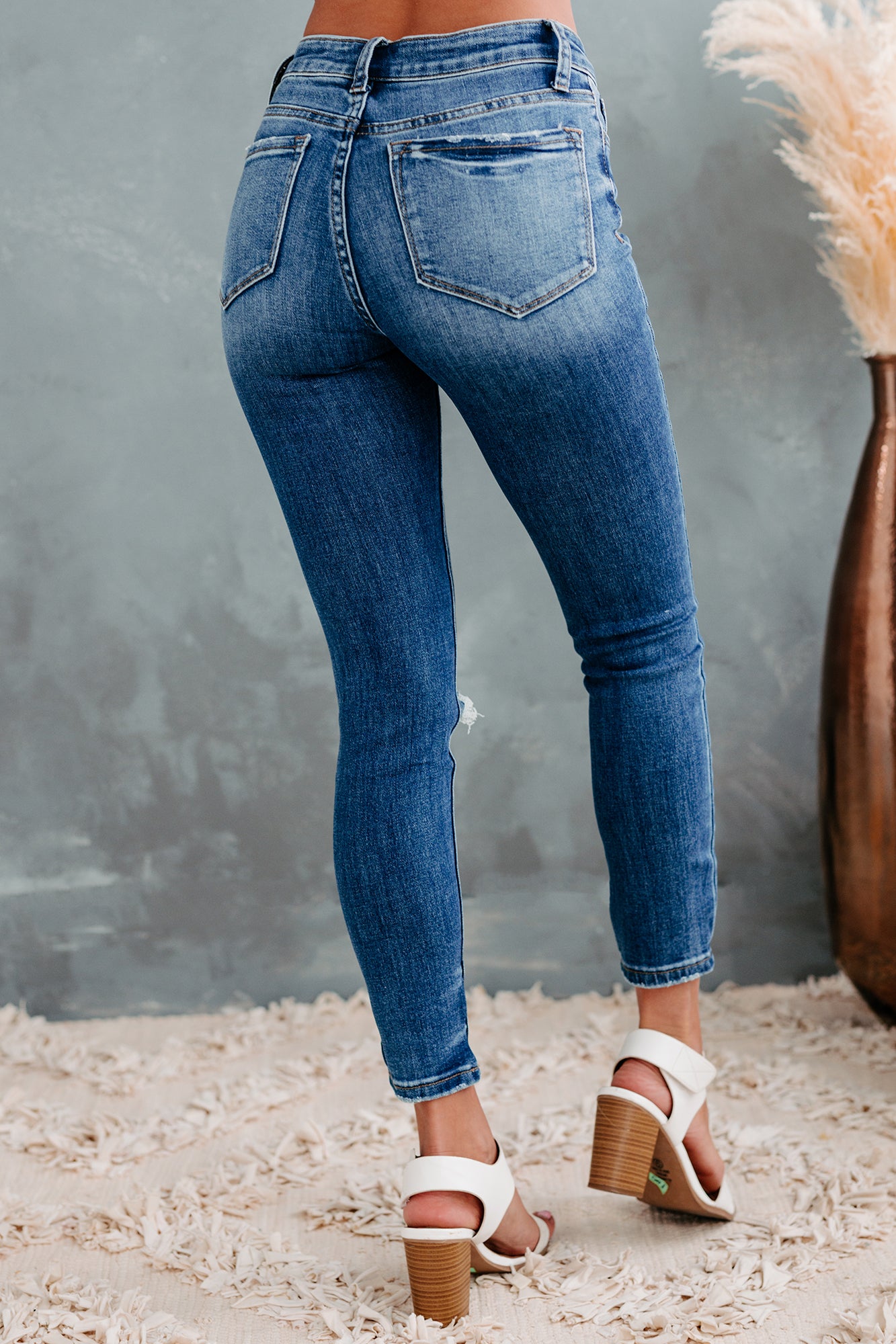 Elia Flying Monkey Mid-Rise Distressed Skinny Jeans (Medium Wash)-The Formal Wear