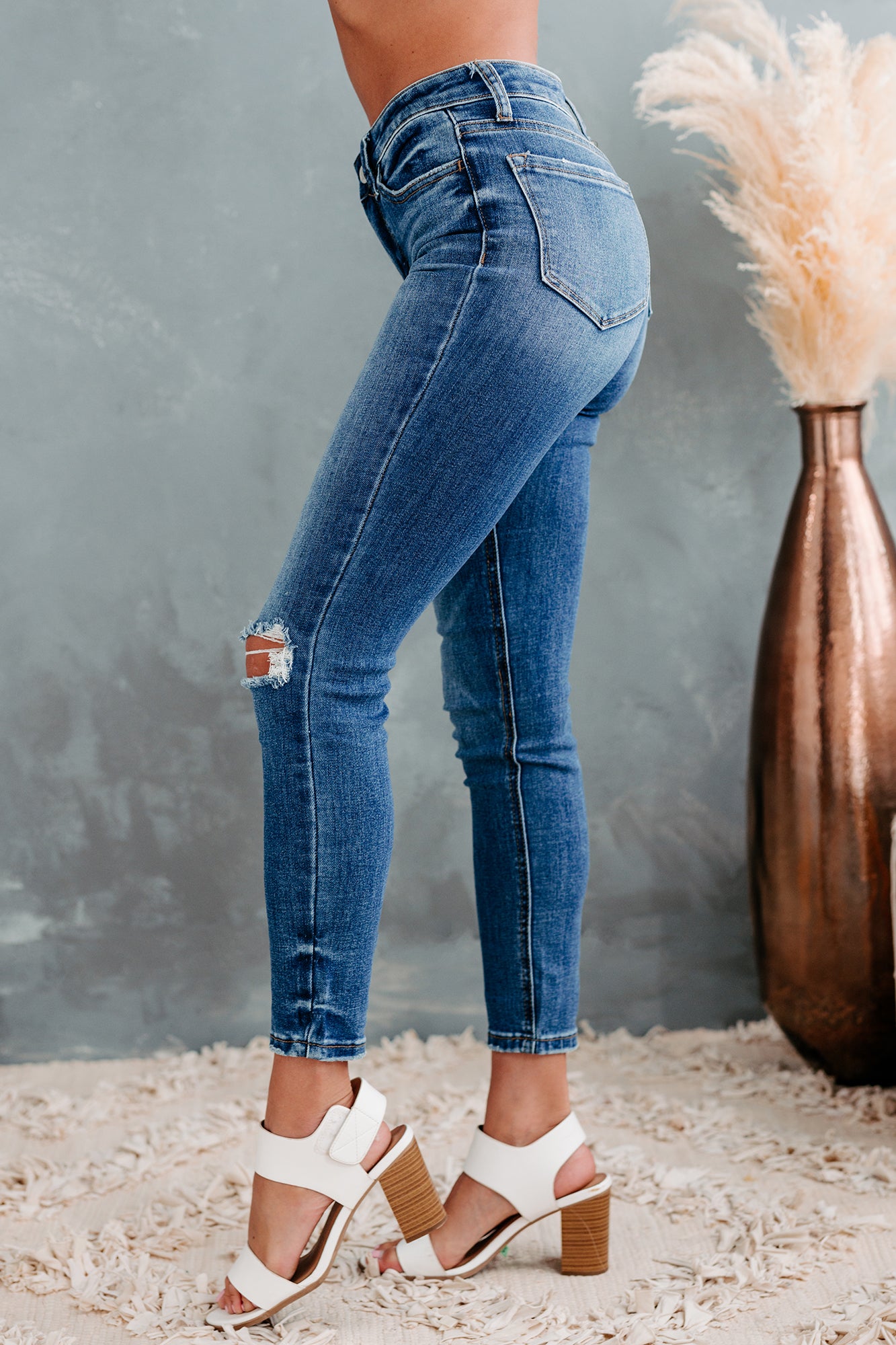 Elia Flying Monkey Mid-Rise Distressed Skinny Jeans (Medium Wash)-The Formal Wear