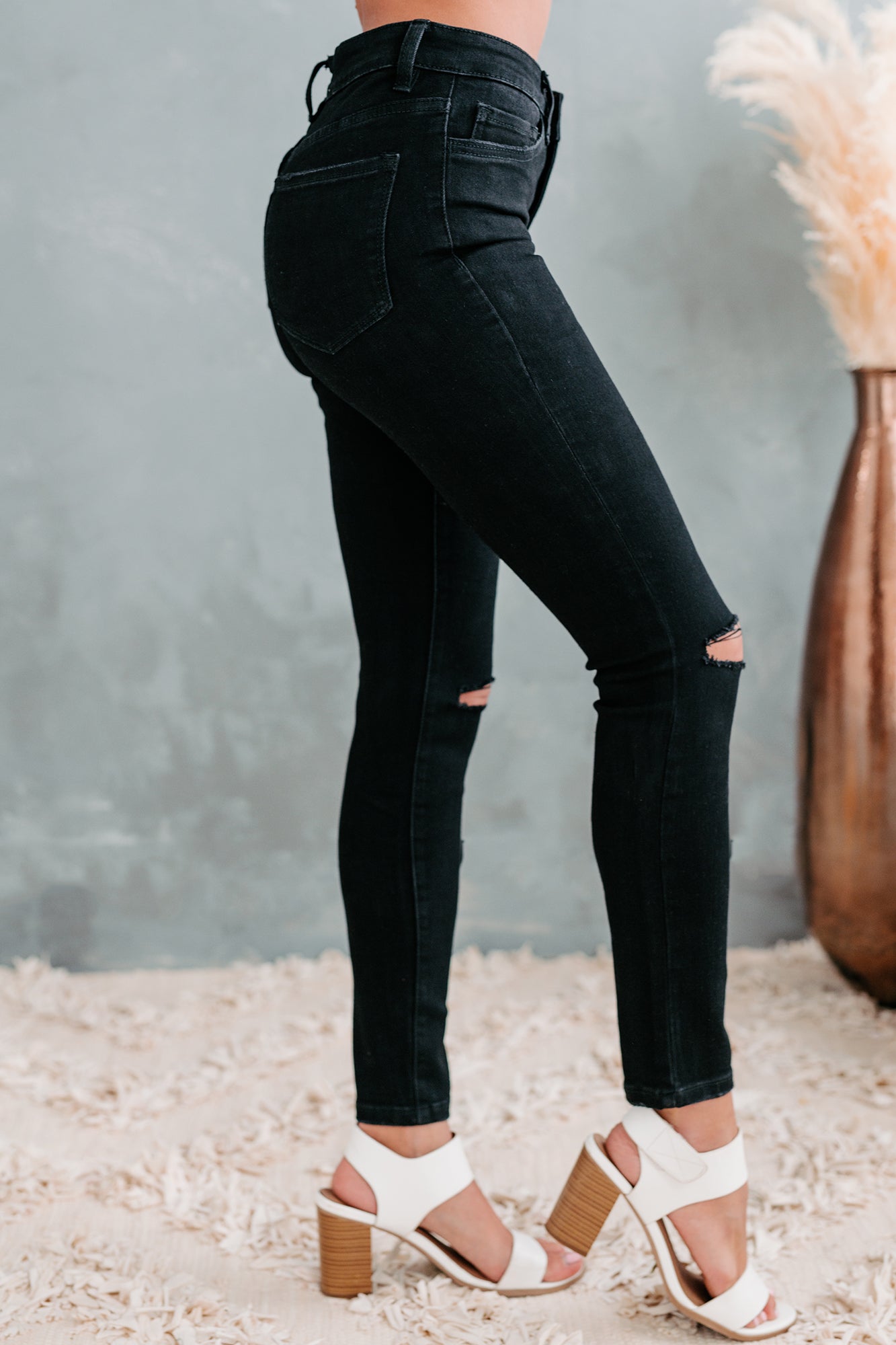 Carlisle Flying Monkey Mid-Rise Button-Fly Skinny Jeans (Black)-The Formal Wear