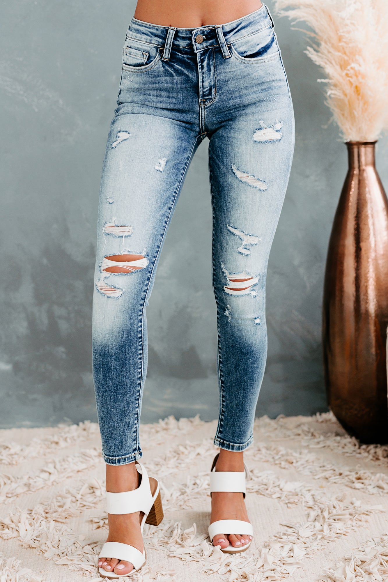 Pricilla Flying Monkey High Rise Distressed Skinny Jeans (Medium Light)-The Formal Wear