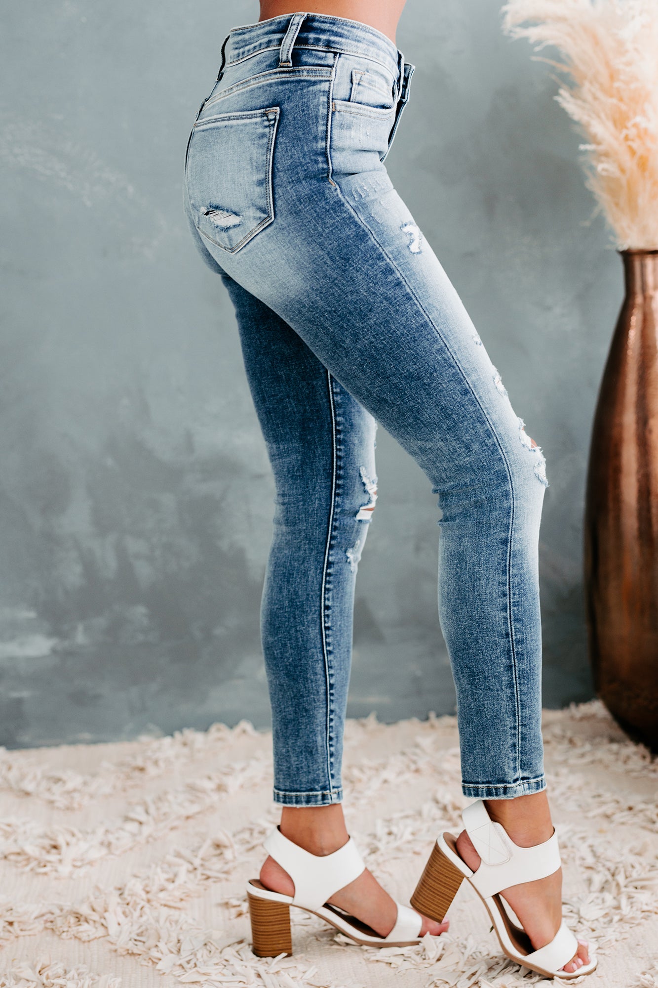 Pricilla Flying Monkey High Rise Distressed Skinny Jeans (Medium Light)-The Formal Wear