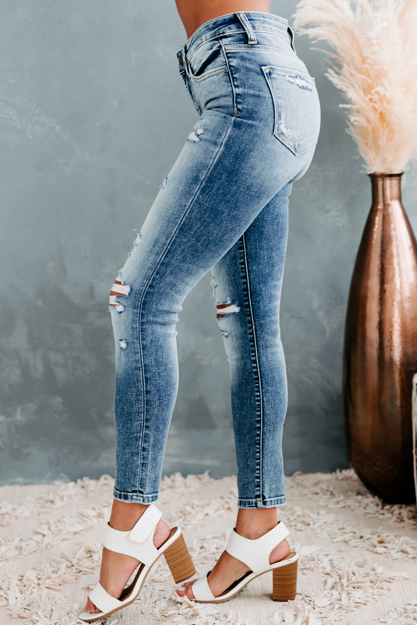 Pricilla Flying Monkey High Rise Distressed Skinny Jeans (Medium Light)-The Formal Wear