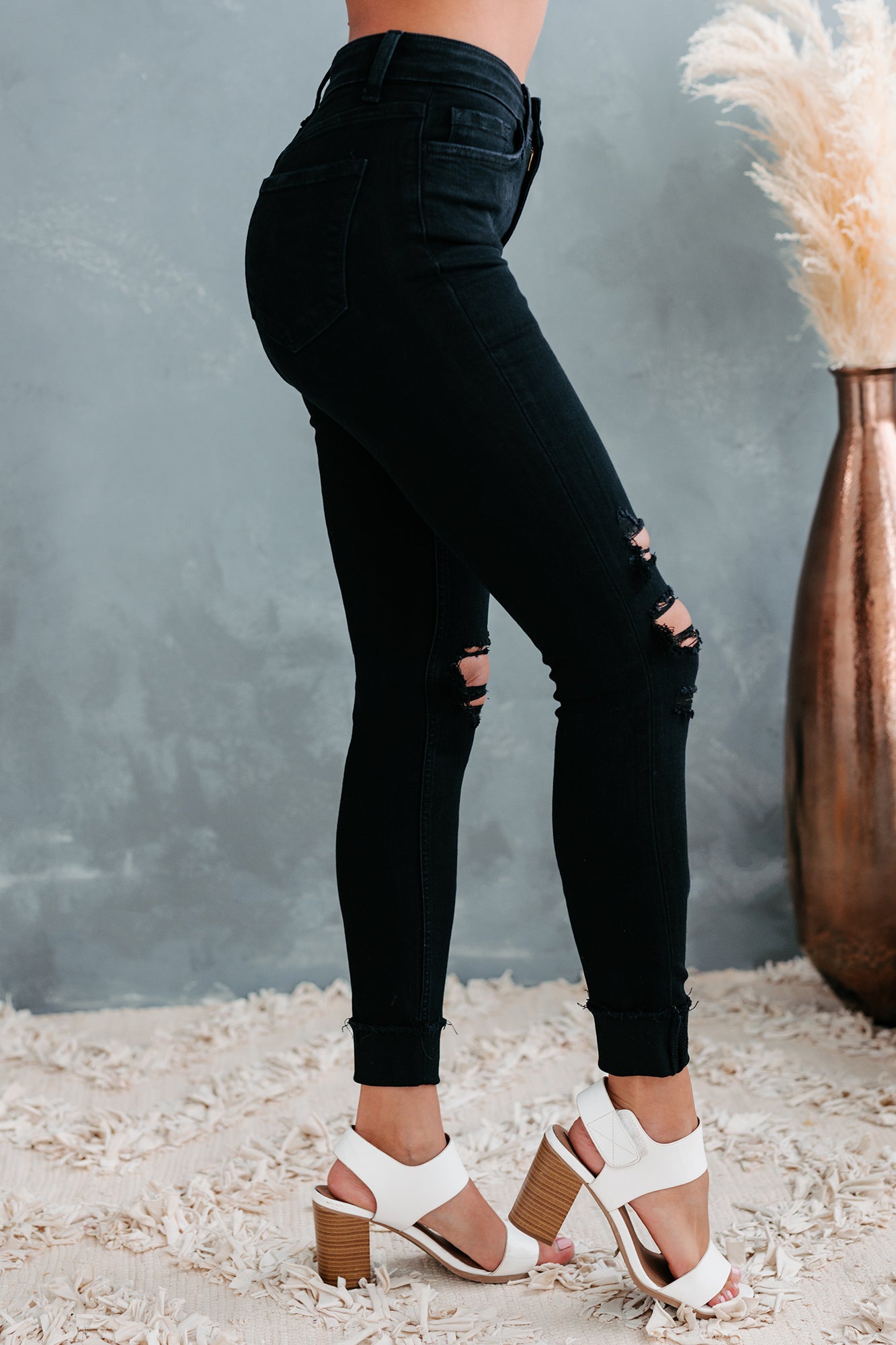 Stellan Flying Monkey High-Rise Distressed Skinny Jeans (Black)-The Formal Wear