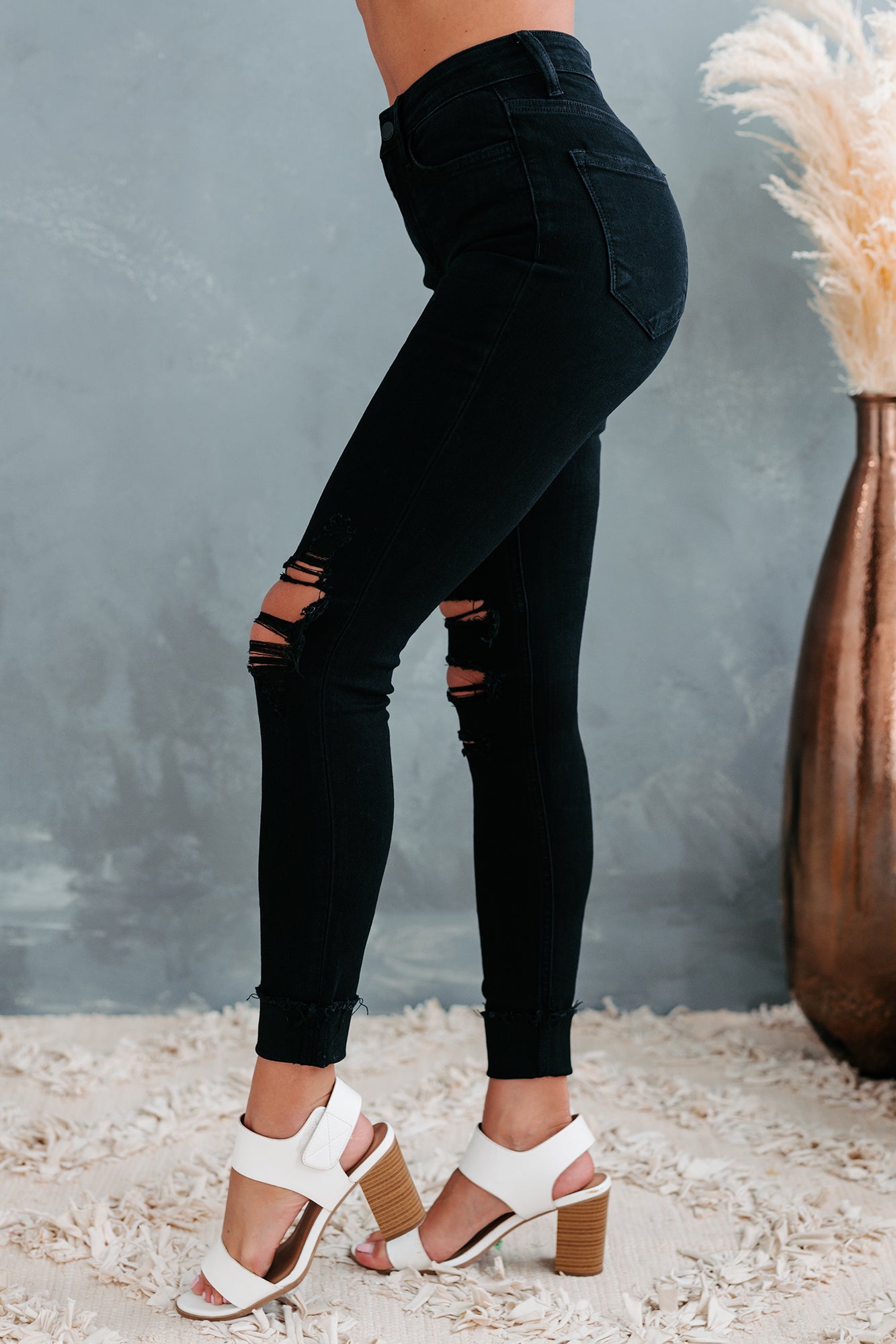 Stellan Flying Monkey High-Rise Distressed Skinny Jeans (Black)-The Formal Wear