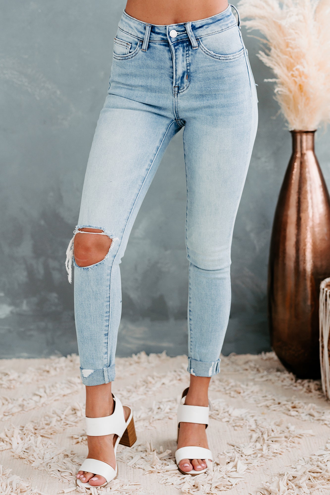 Courageous Flying Monkey High Rise Distressed Skinny Jeans (Light)-The Formal Wear