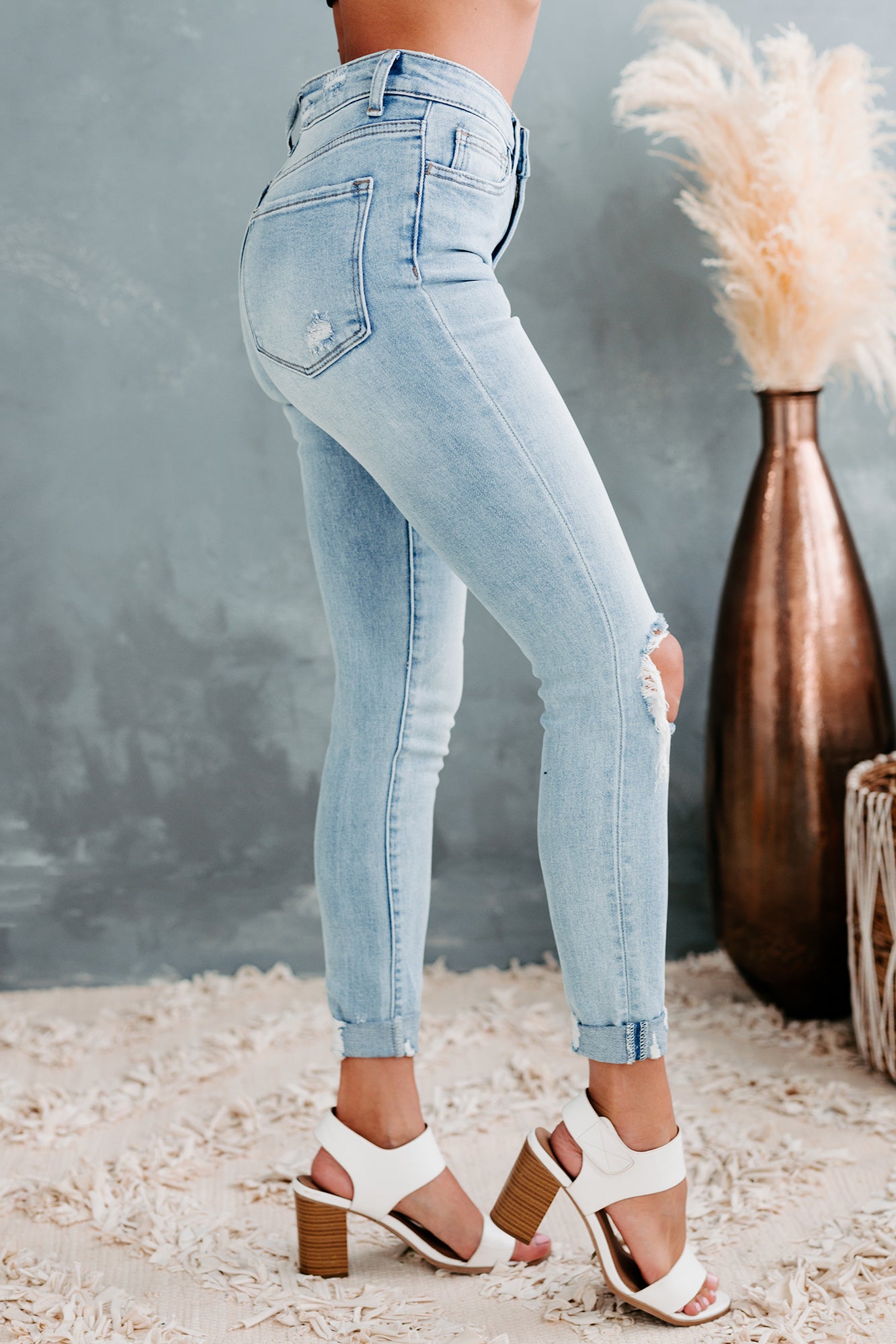 Courageous Flying Monkey High Rise Distressed Skinny Jeans (Light)-The Formal Wear