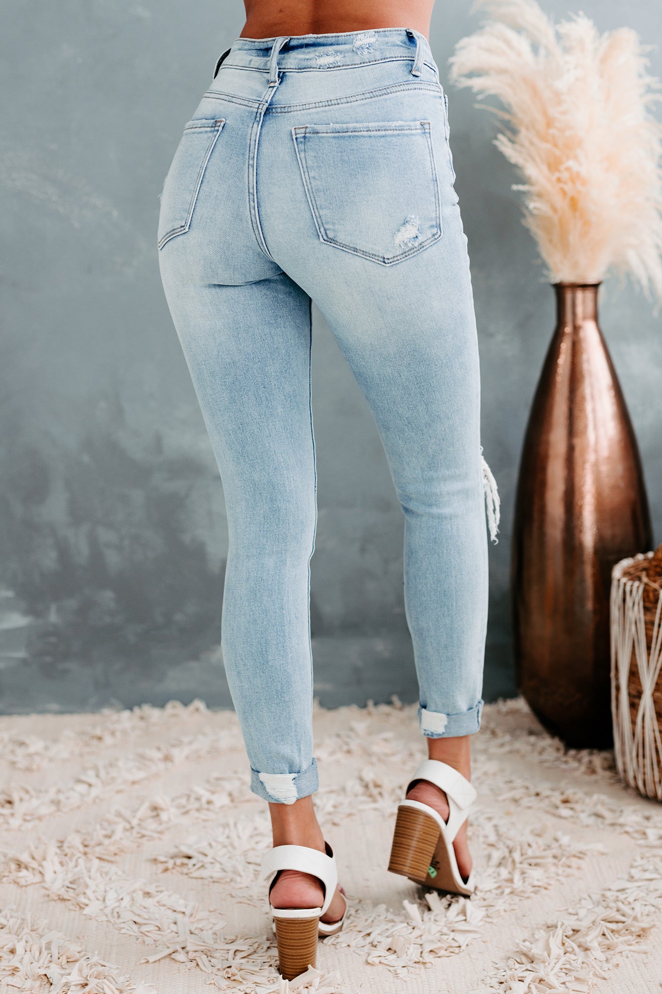 Courageous Flying Monkey High Rise Distressed Skinny Jeans (Light)-The Formal Wear