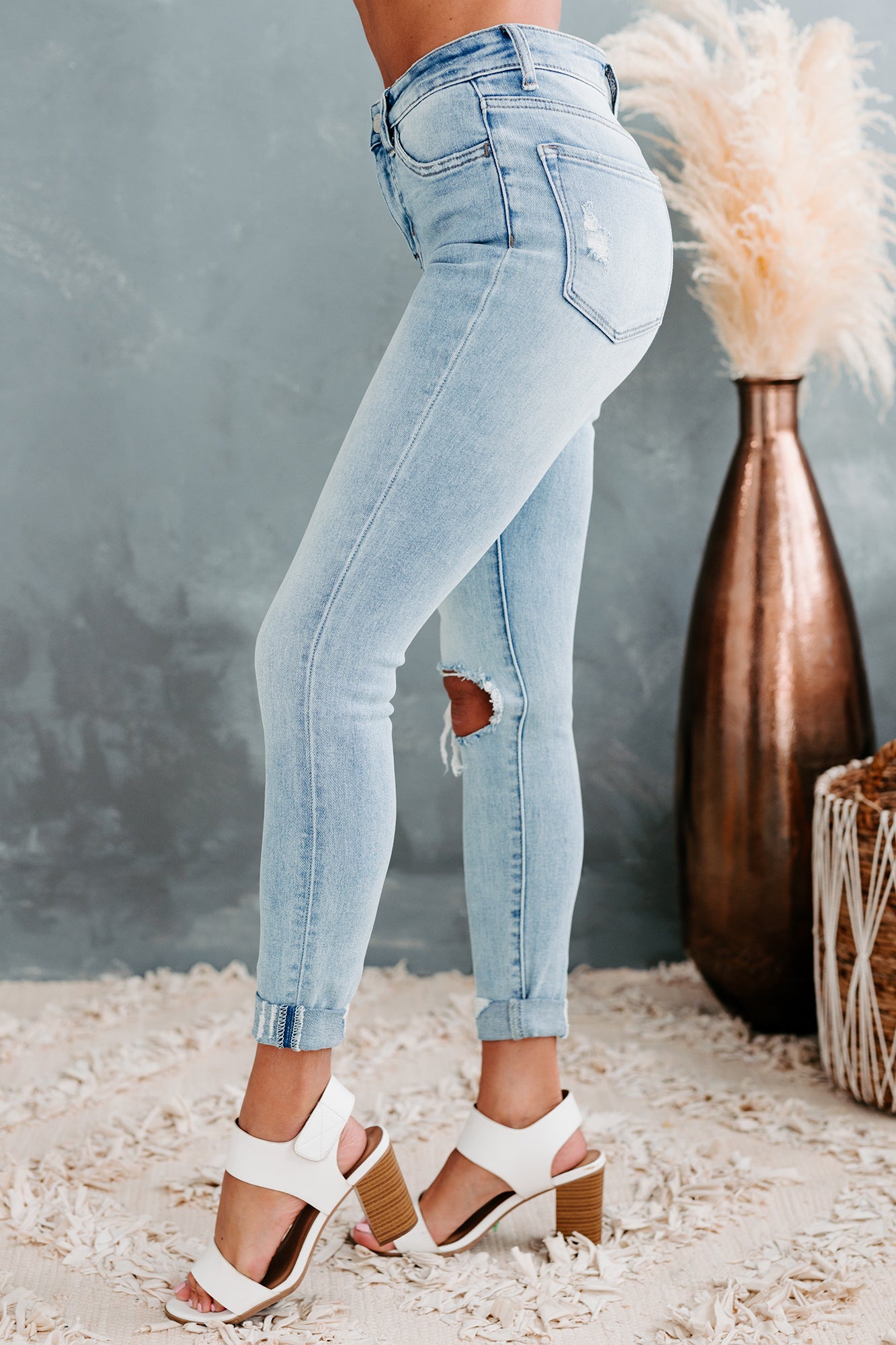 Courageous Flying Monkey High Rise Distressed Skinny Jeans (Light)-The Formal Wear