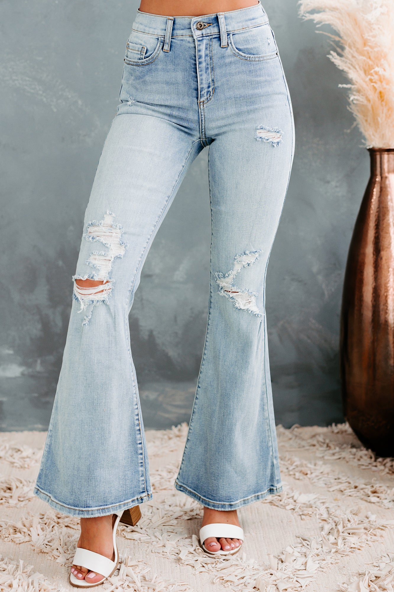 Flare For The Obvious Sneak Peek High Rise Flare Jeans (Light)-The Formal Wear