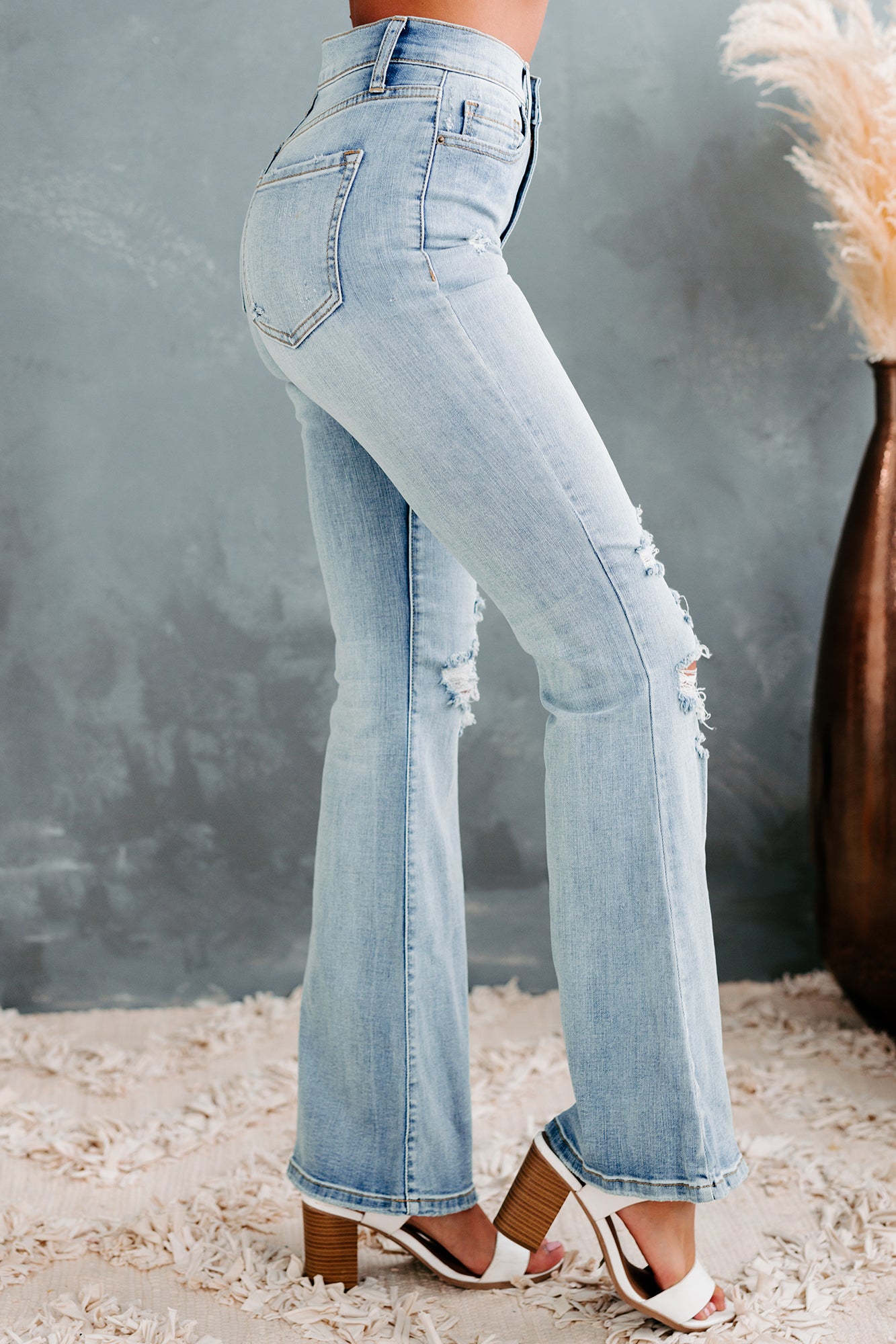 Flare For The Obvious Sneak Peek High Rise Flare Jeans (Light)-The Formal Wear
