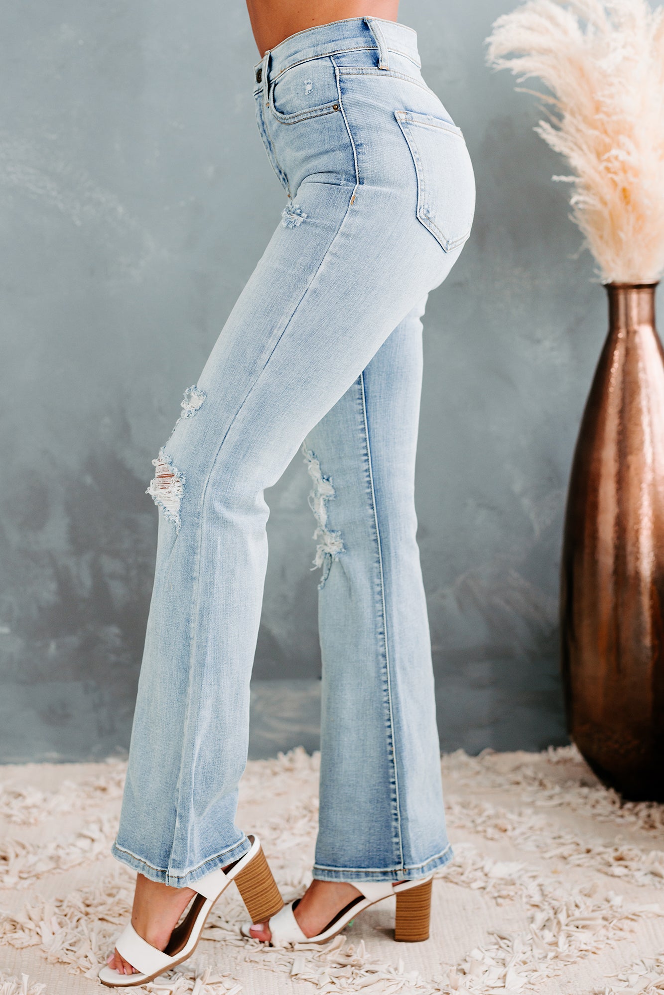 Flare For The Obvious Sneak Peek High Rise Flare Jeans (Light)-The Formal Wear