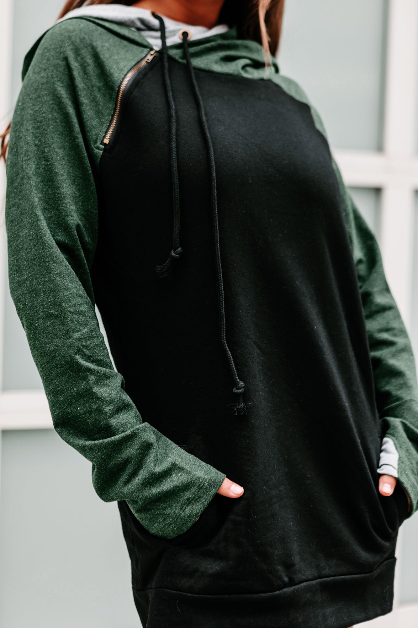 Backroad Beginnings Raglan Sleeve Hoodie (Hunter Green)-The Formal Wear