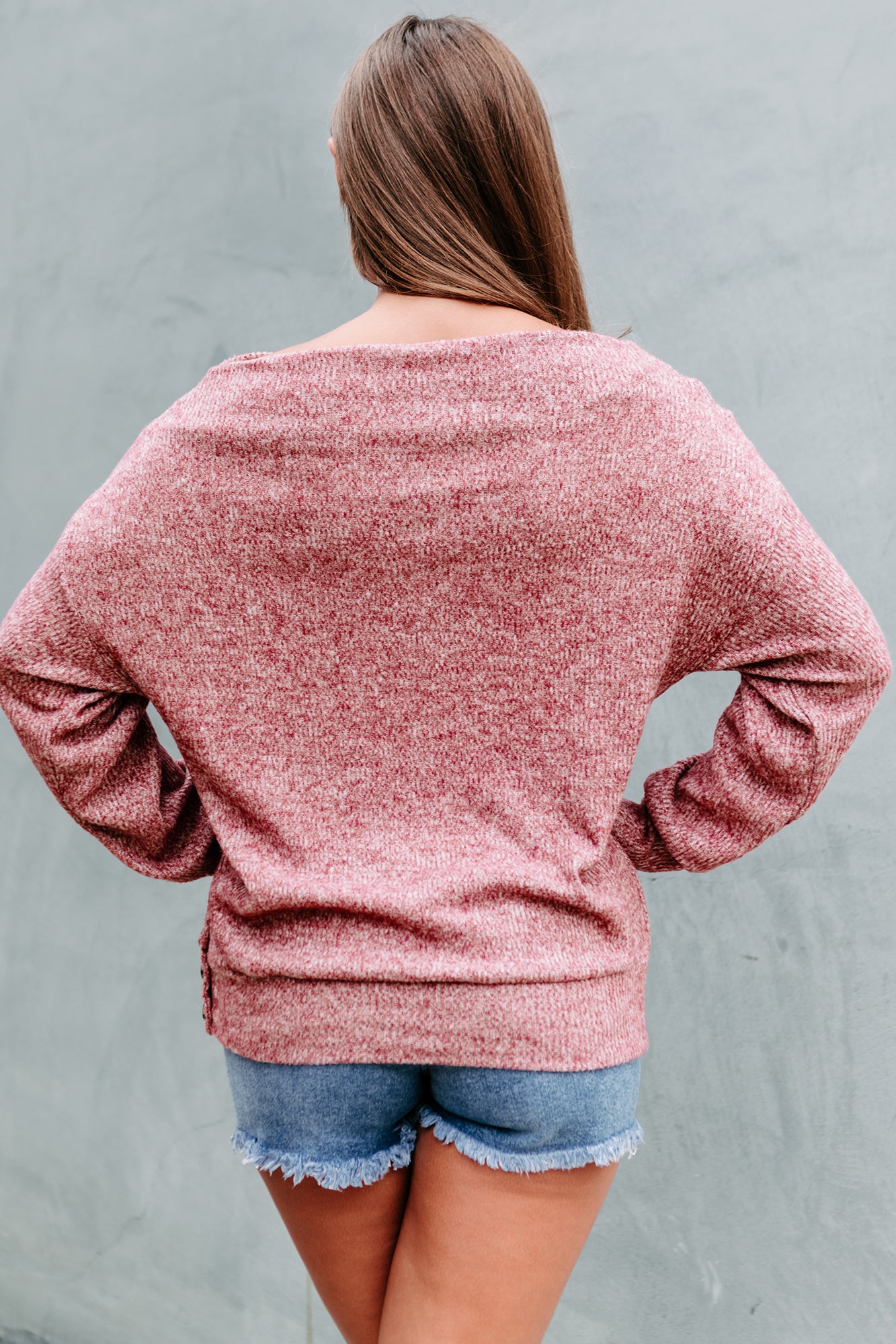 Mellowed Mindset Ribbed Off The Shoulder Sweater (Rose)-The Formal Wear