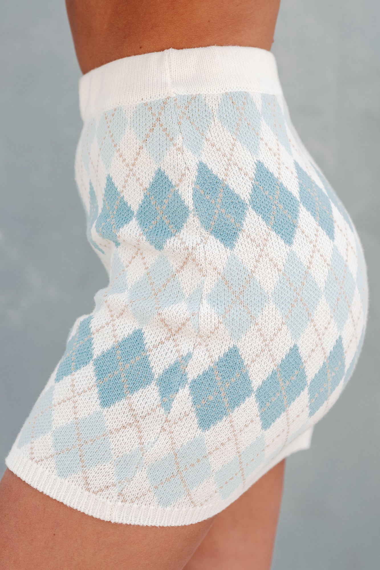 Making Smart Decisions Sweater Knit Argyle Print Skirt (Cream)-The Formal Wear