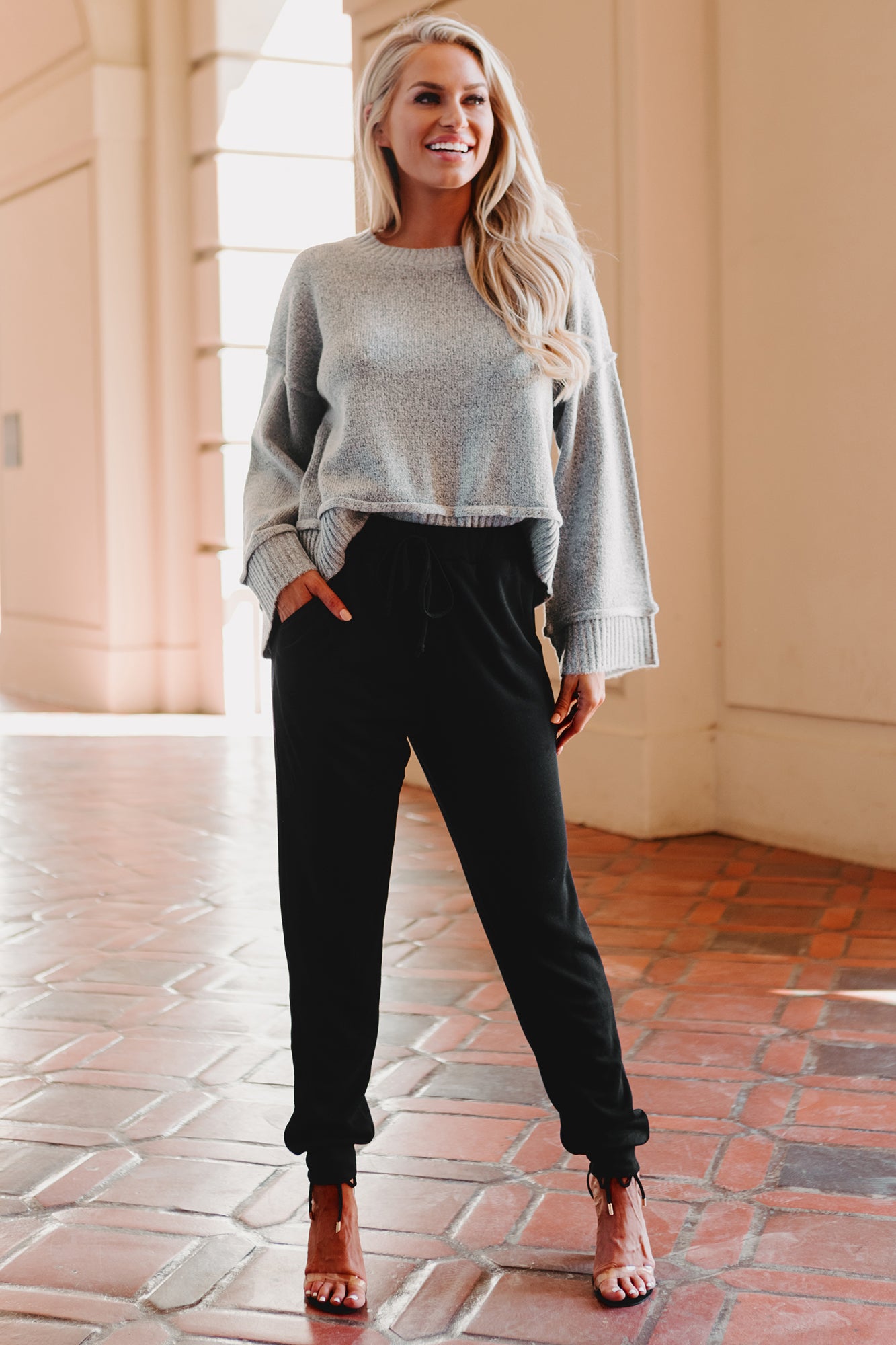 Back To Bed Fleece Lined Joggers (Black)-The Formal Wear