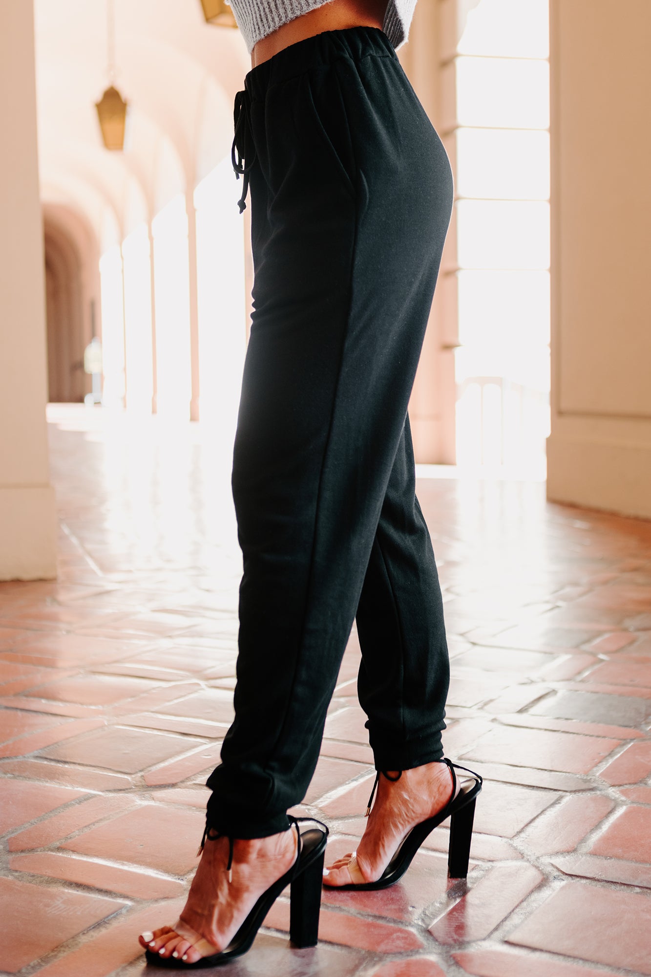 Back To Bed Fleece Lined Joggers (Black)-The Formal Wear