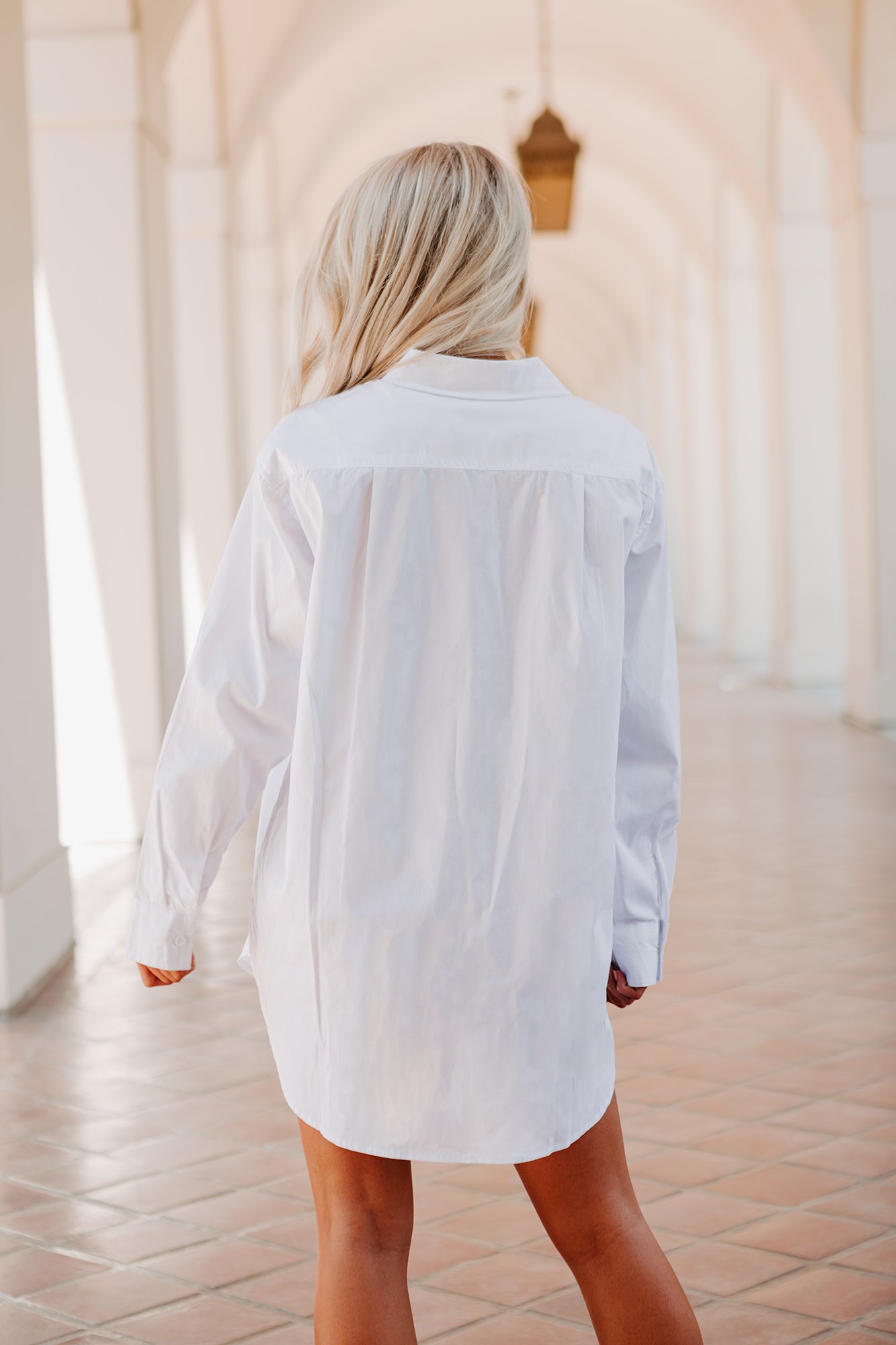 None Of Your Business Oversized Shirt Dress (White)-The Formal Wear