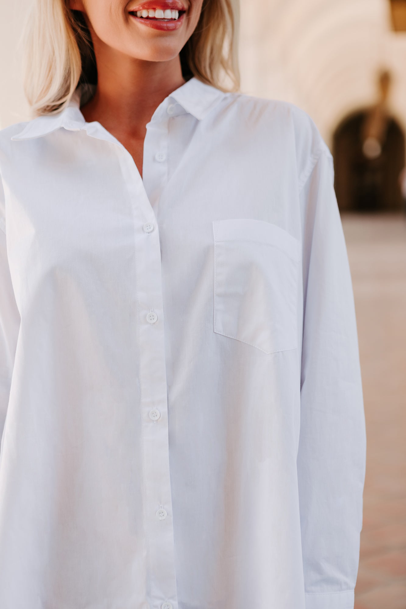 None Of Your Business Oversized Shirt Dress (White)-The Formal Wear