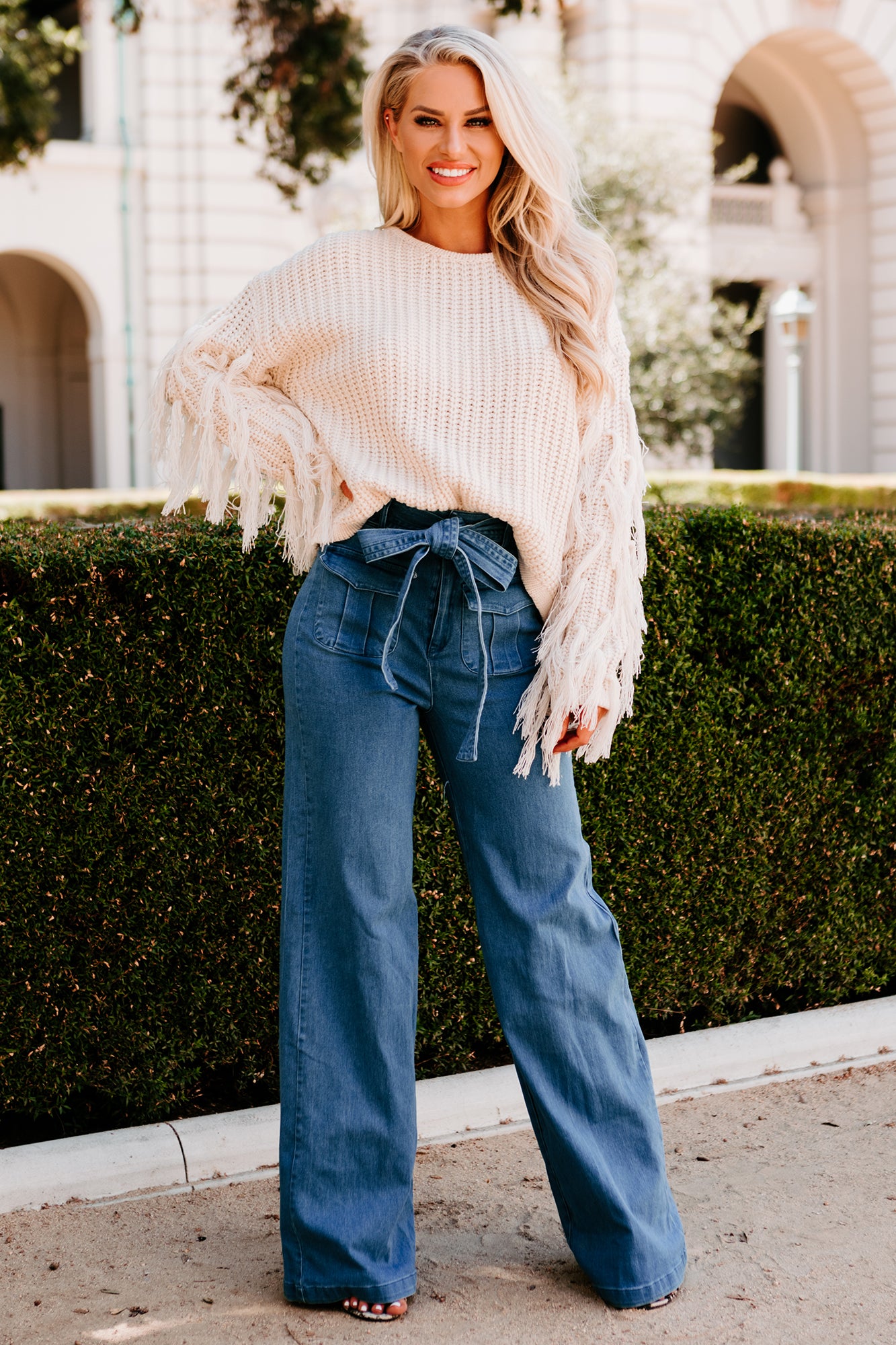 Betting On You Flying Tomato High Waisted Wide Leg Jeans (Medium Indigo)-The Formal Wear