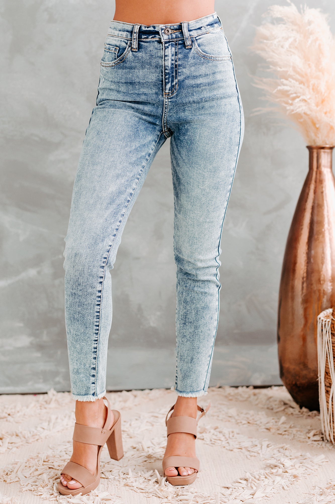 Beginner's Luck Sneak Peek High-Rise Acid Wash Skinny Jeans (Medium Light)-The Formal Wear