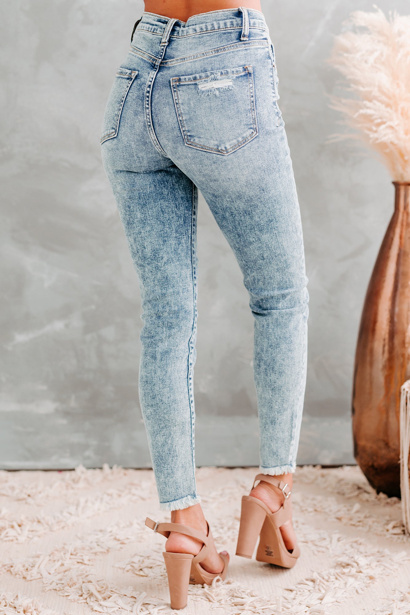 Beginner's Luck Sneak Peek High-Rise Acid Wash Skinny Jeans (Medium Light)-The Formal Wear