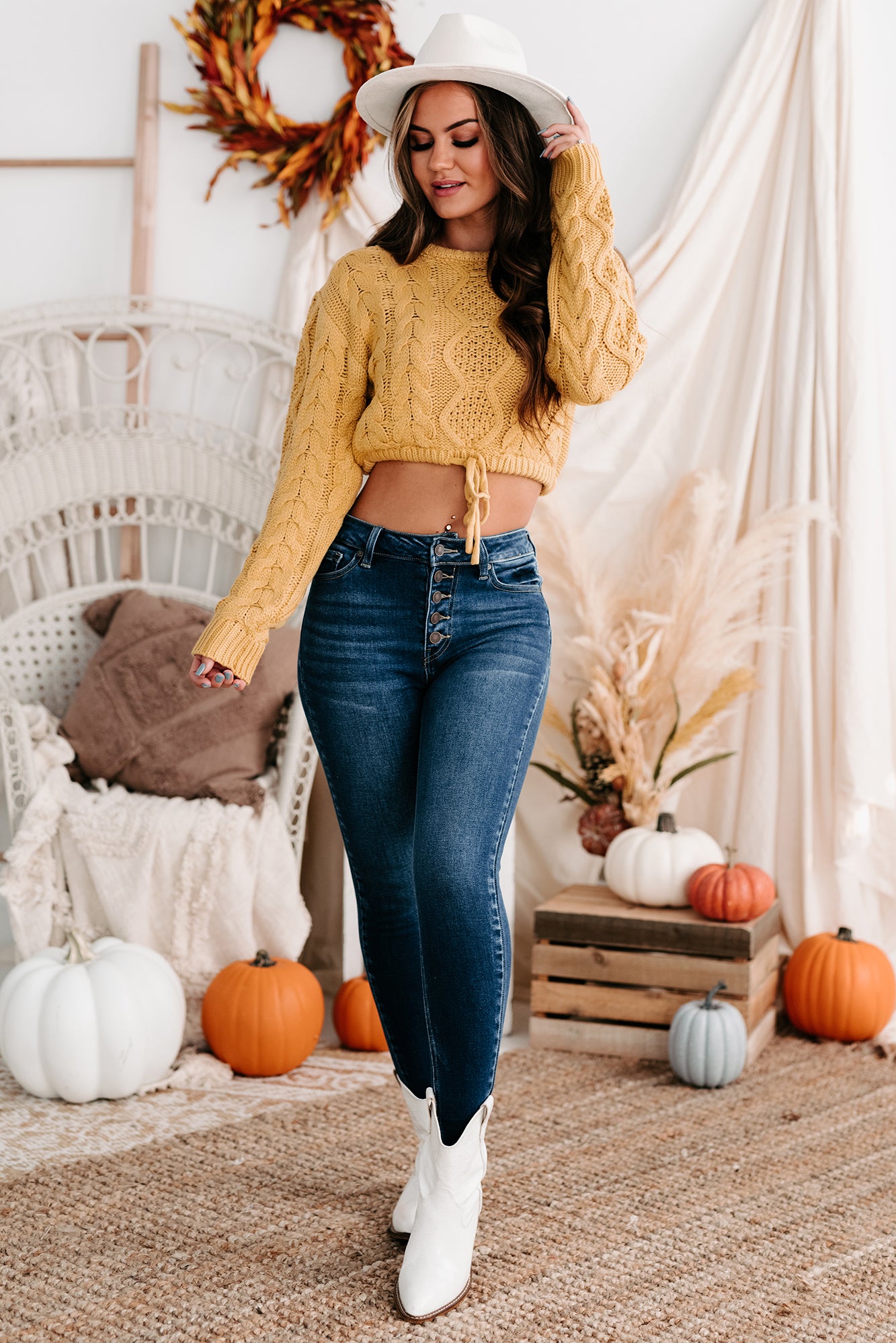 Original Ideas Button-Down Frayed Hem Skinny Kancan Jeans (Dark)-The Formal Wear