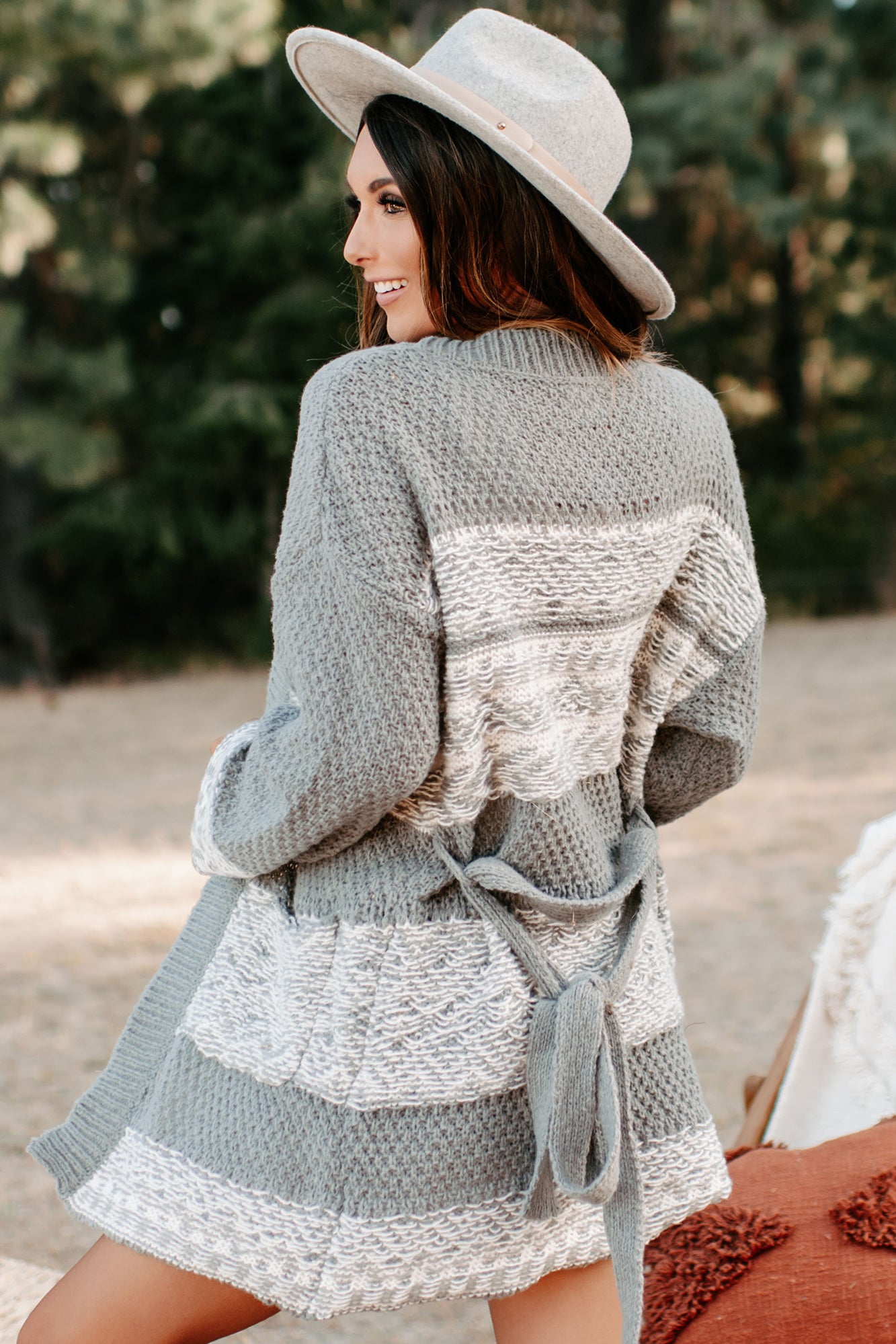 Can't Pass It By Tie-Waist Cardigan (Charcoal)-The Formal Wear