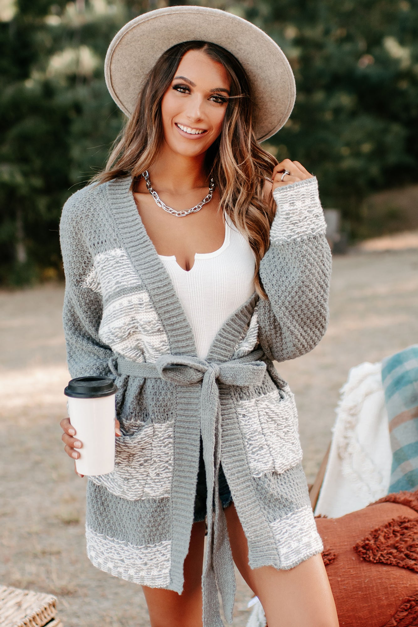 Can't Pass It By Tie-Waist Cardigan (Charcoal)-The Formal Wear