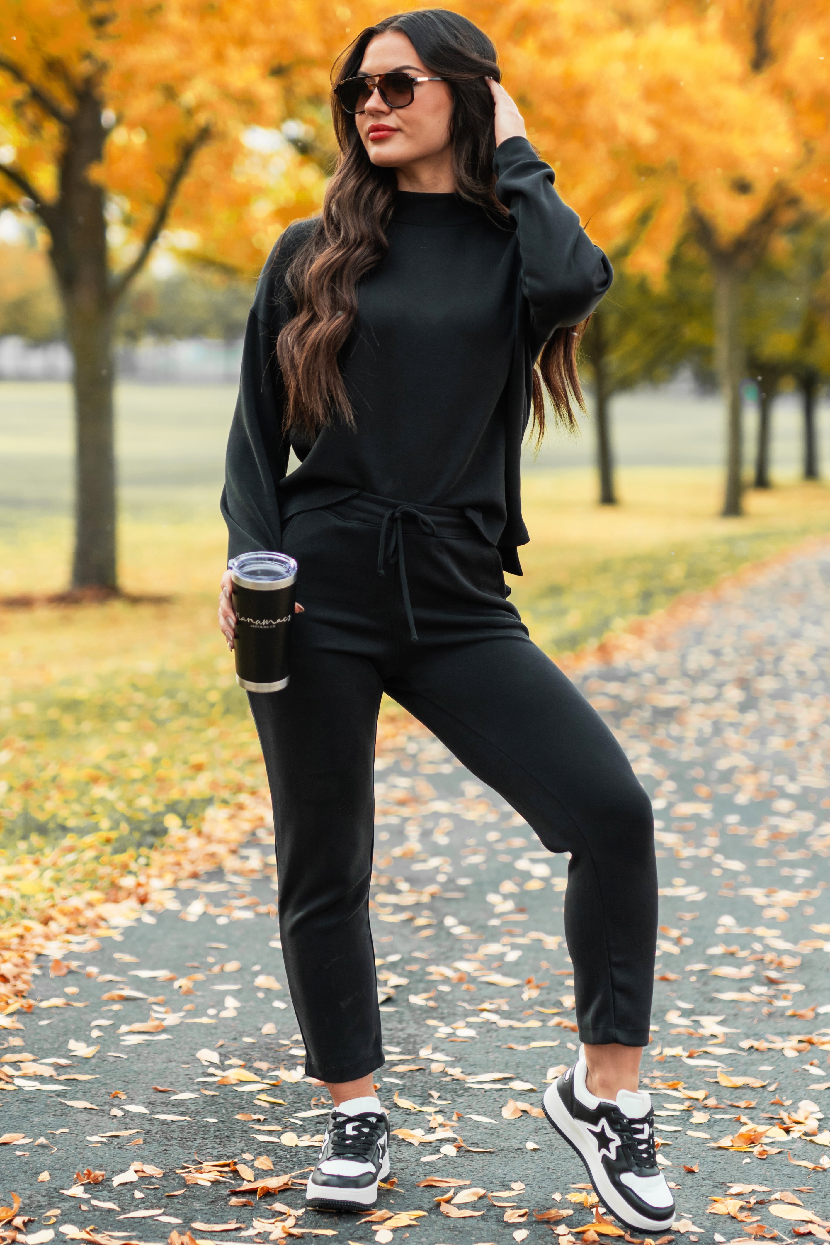 Mallory Buttery Soft Wasabi Mint Lounge Pants (Black)-The Formal Wear