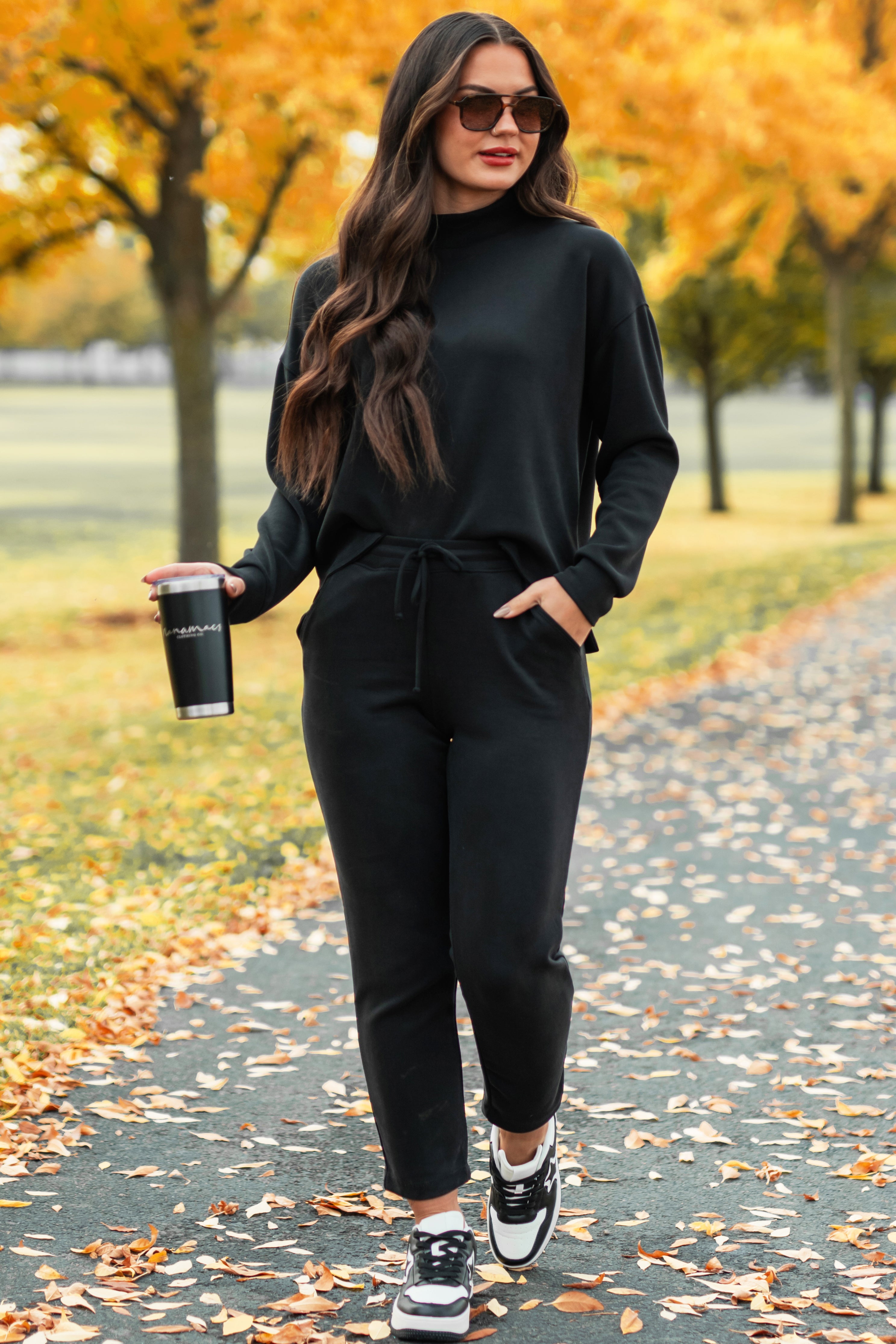 Mallory Buttery Soft Wasabi Mint Lounge Pants (Black)-The Formal Wear