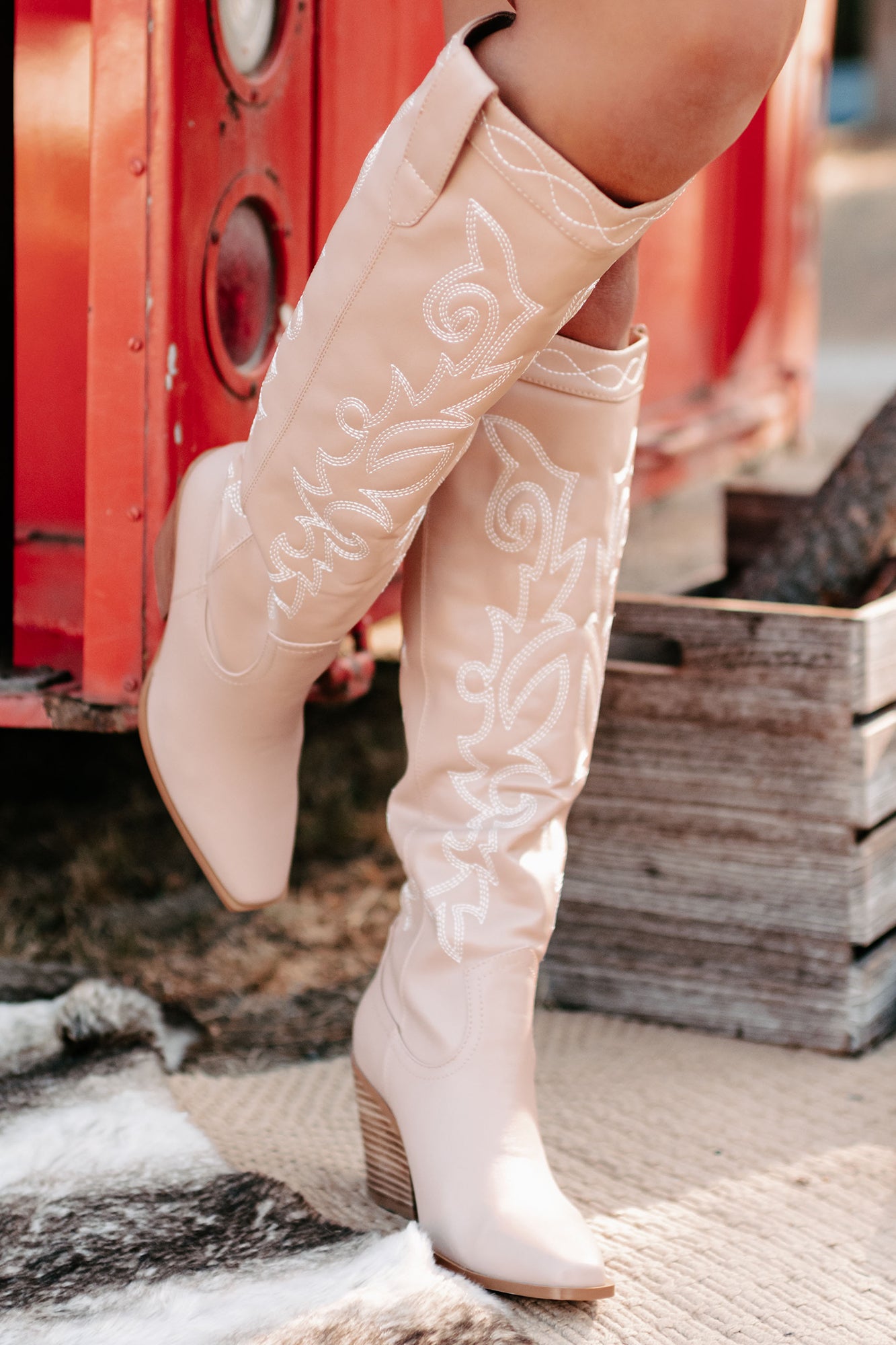 Charley Faux Leather Billini Cowboy Boots (Rose Clay)-The Formal Wear