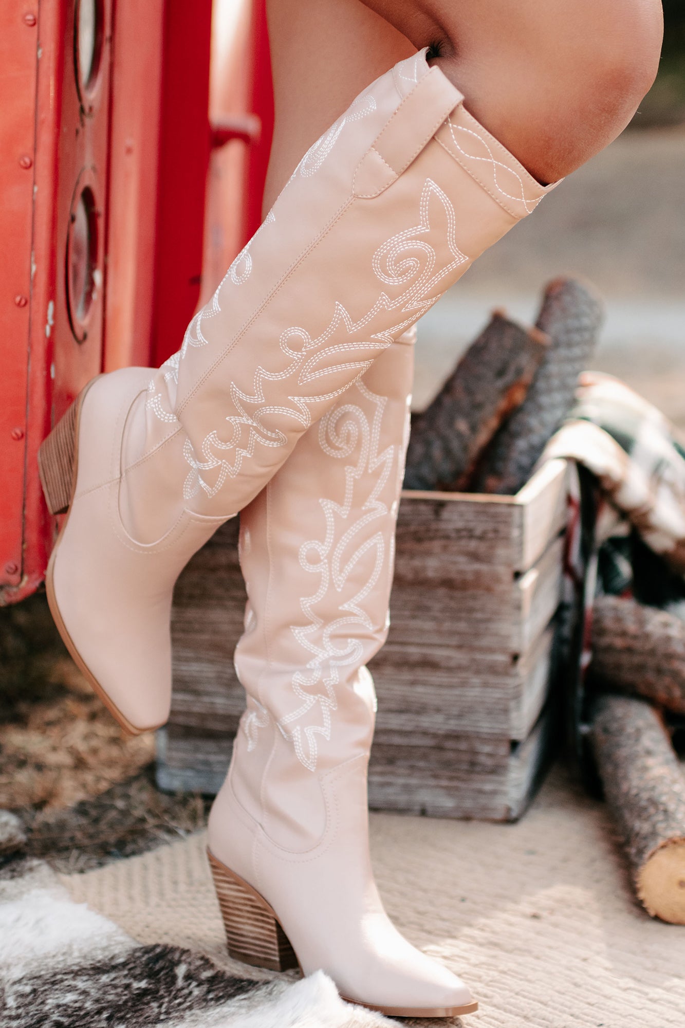 Charley Faux Leather Billini Cowboy Boots (Rose Clay)-The Formal Wear