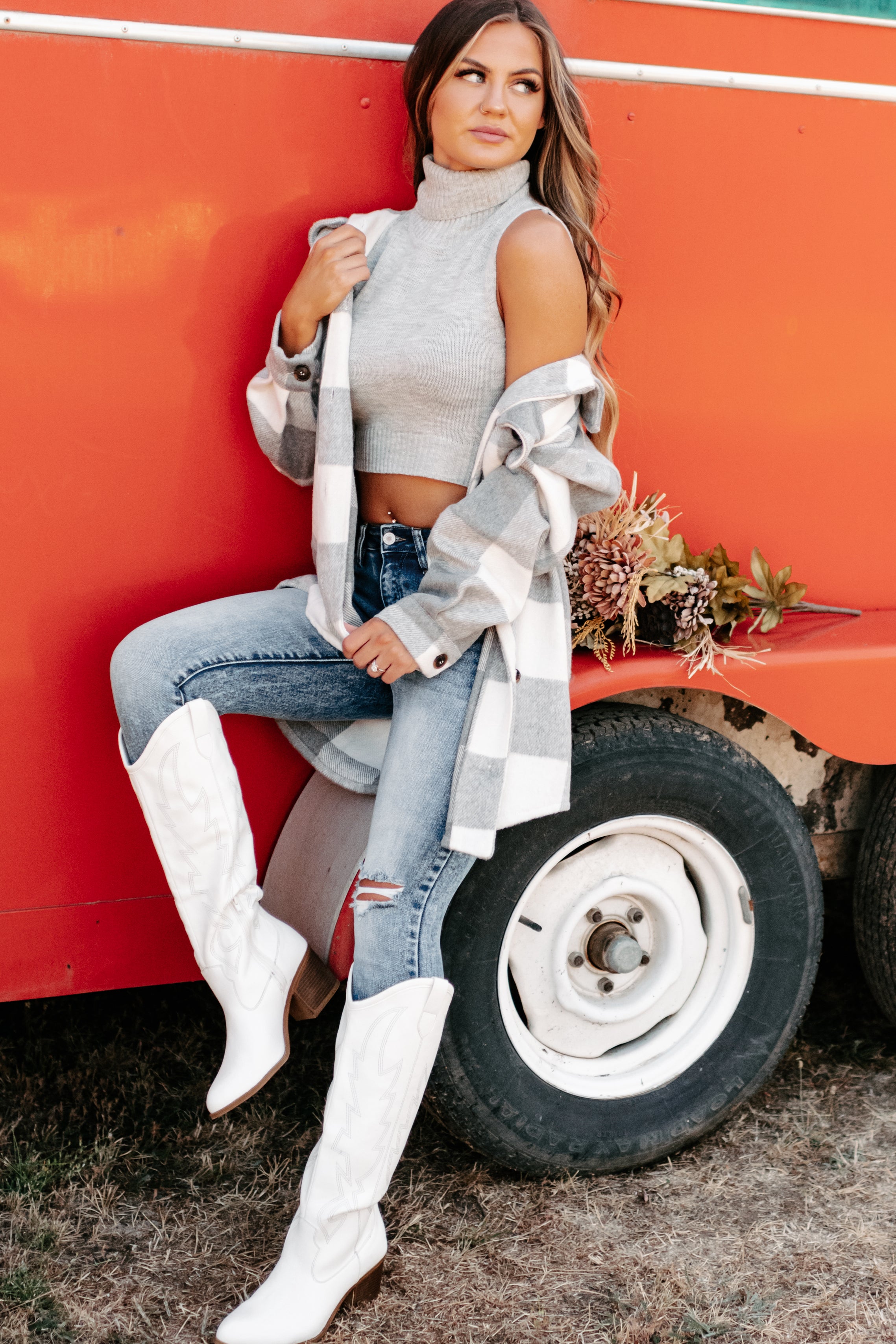 Shiren Plaid Oversized Shacket (Grey)-The Formal Wear