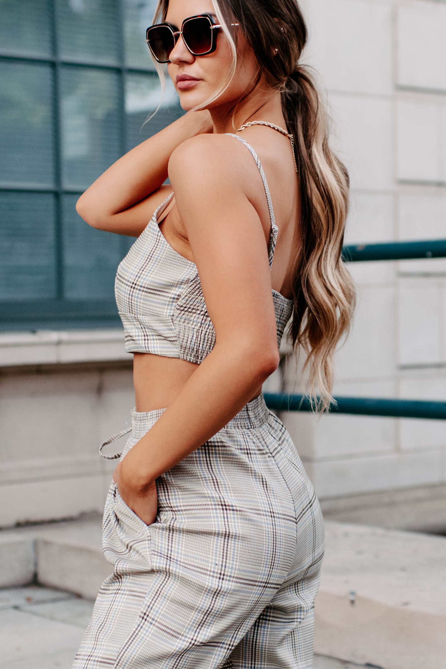 Clear It With Legal Plaid Three-Piece Blazer Set (Mocha Combo)-The Formal Wear