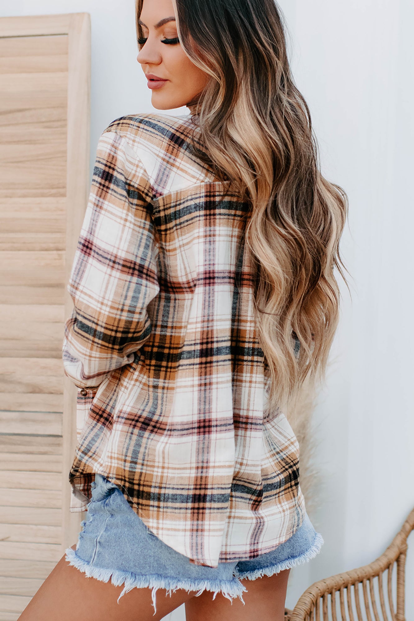 Upbeat & Energetic Plaid Flannel Top (Saffron)-The Formal Wear