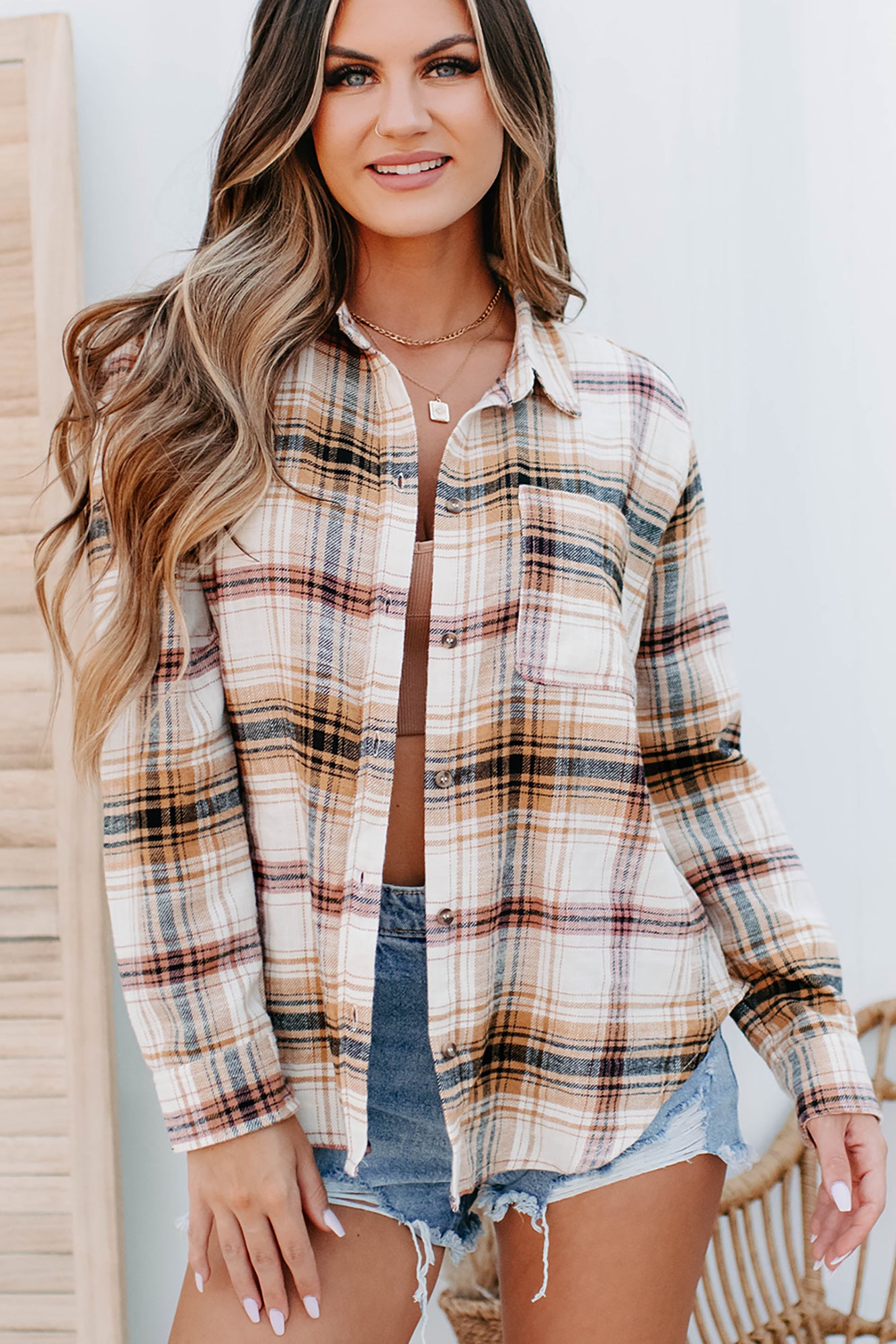 Upbeat & Energetic Plaid Flannel Top (Saffron)-The Formal Wear