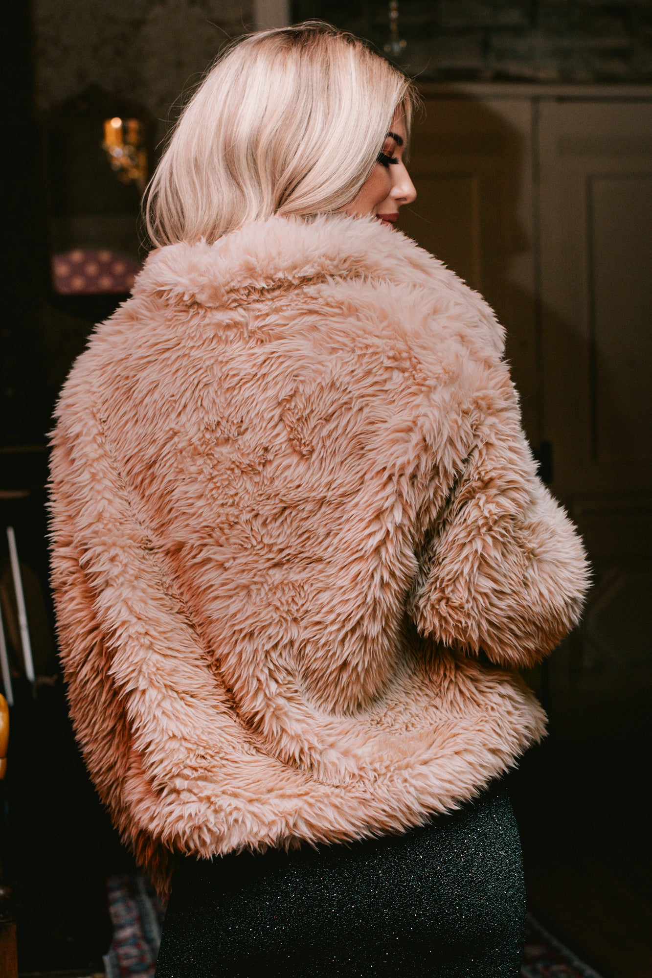 The Plush Life Faux Fur Jacket (Khaki)-The Formal Wear