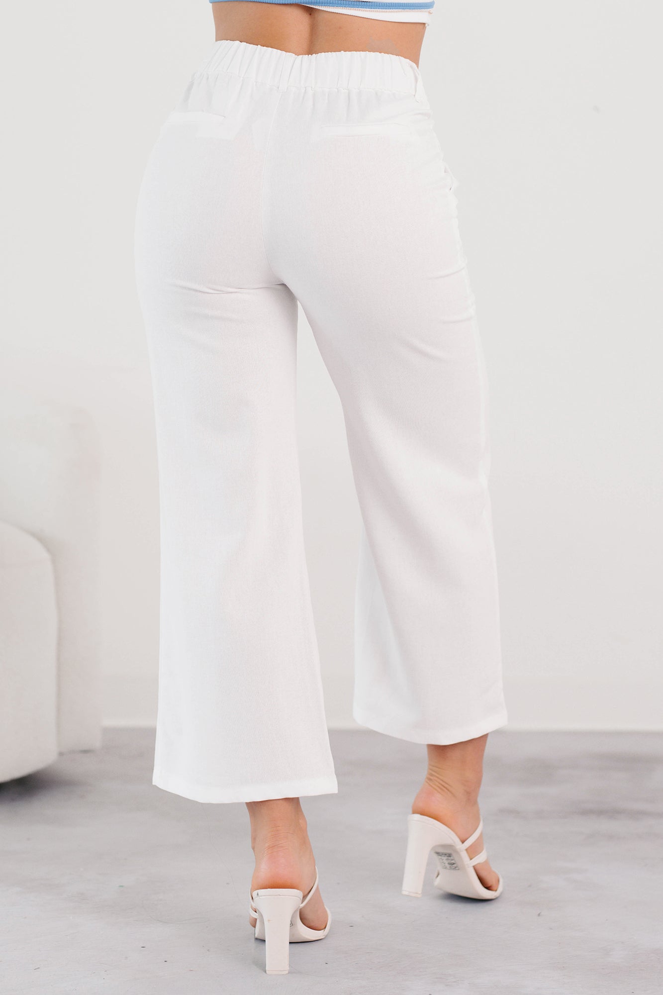 Put-together Poise Linen Cropped Pants (White)-The Formal Wear