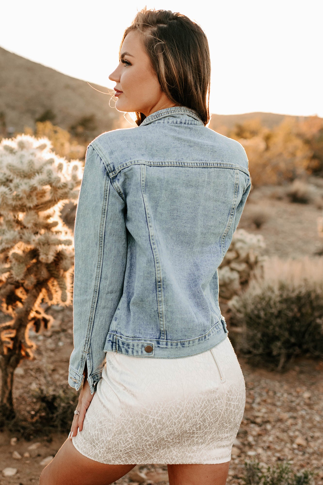 Bit Of A Prima Donna Star Embellished Denim Jacket (Light Denim)-The Formal Wear